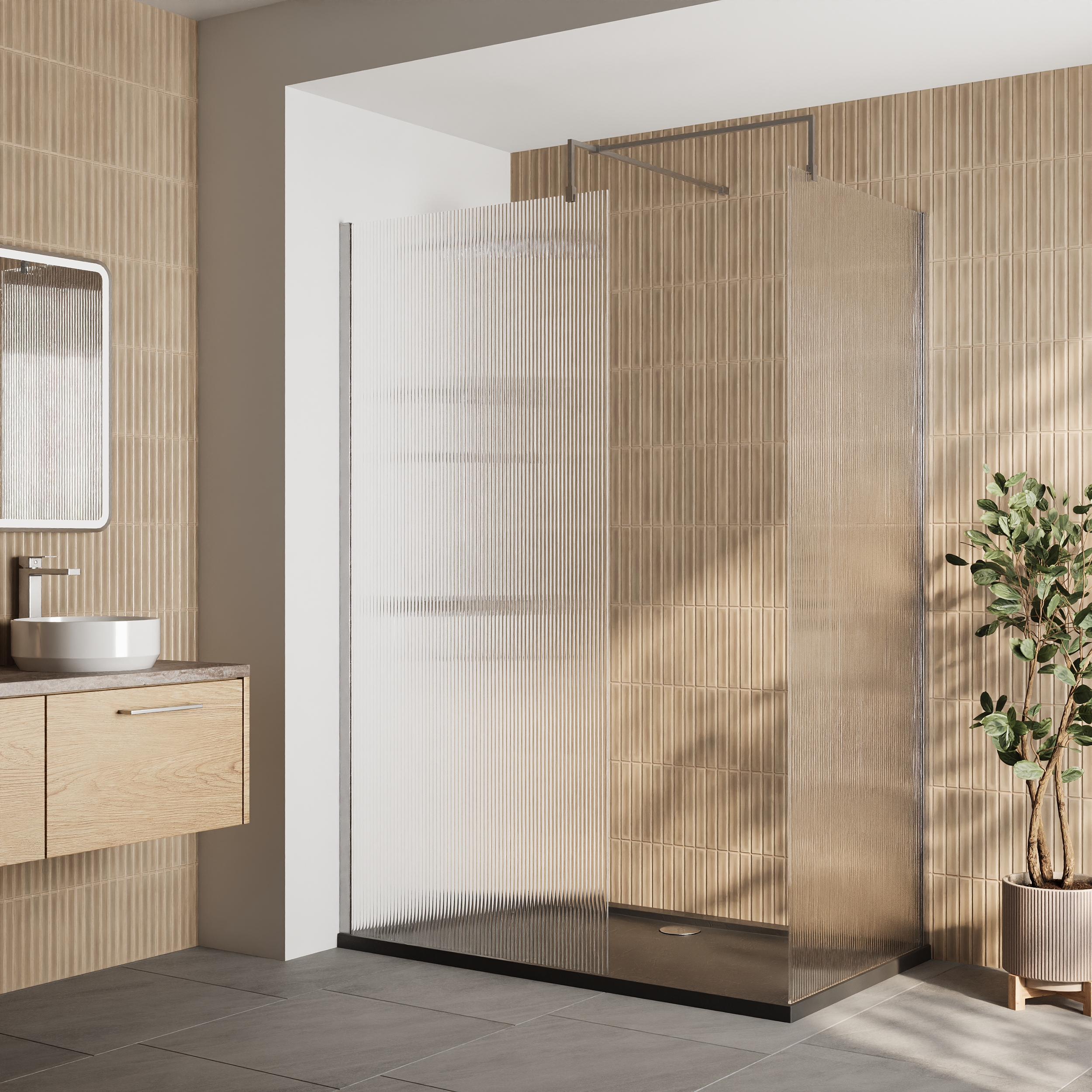 Fluted Elegance - Fluted Glass Wetroom Screen