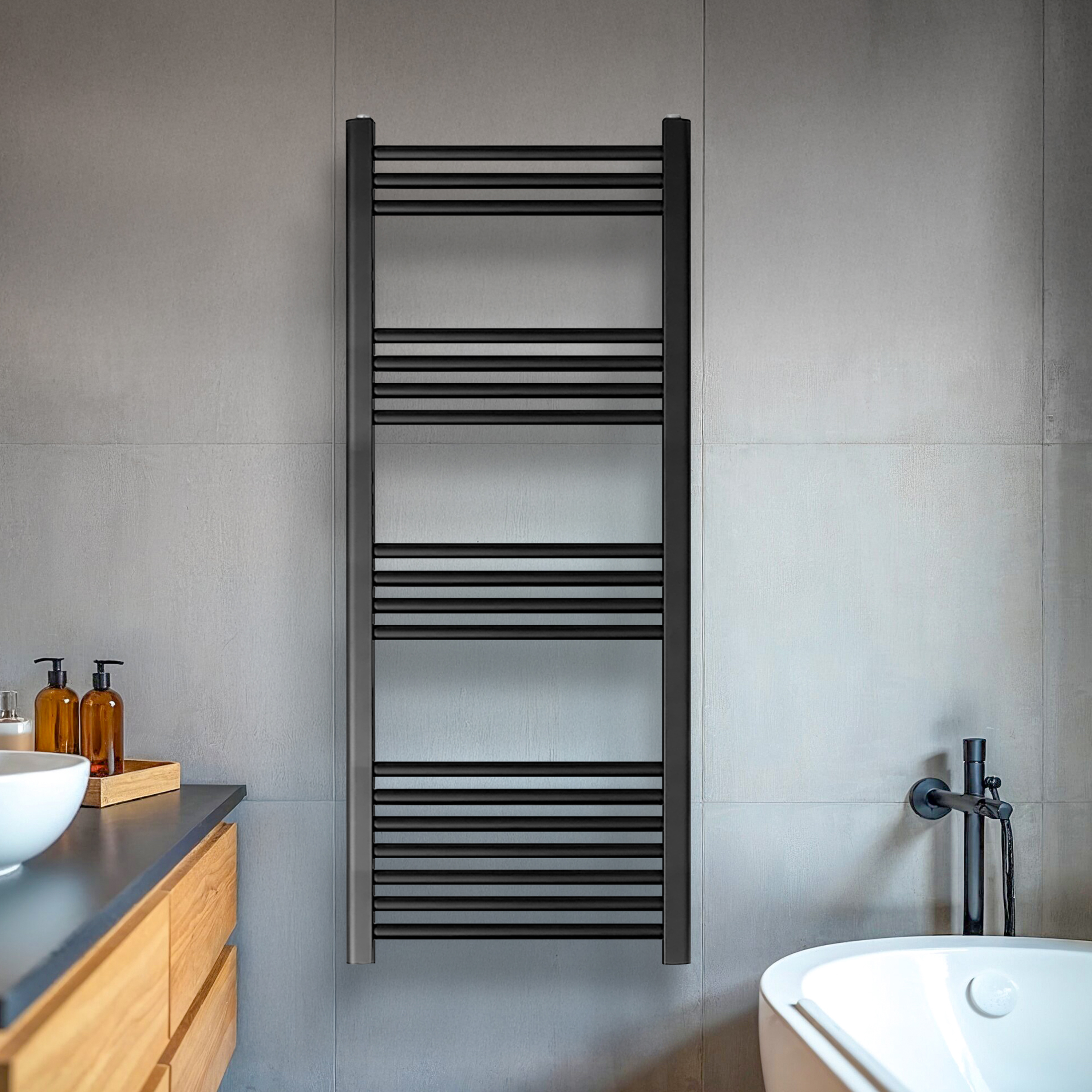 Anthracite Heated Towel Rail Bathroom Setting