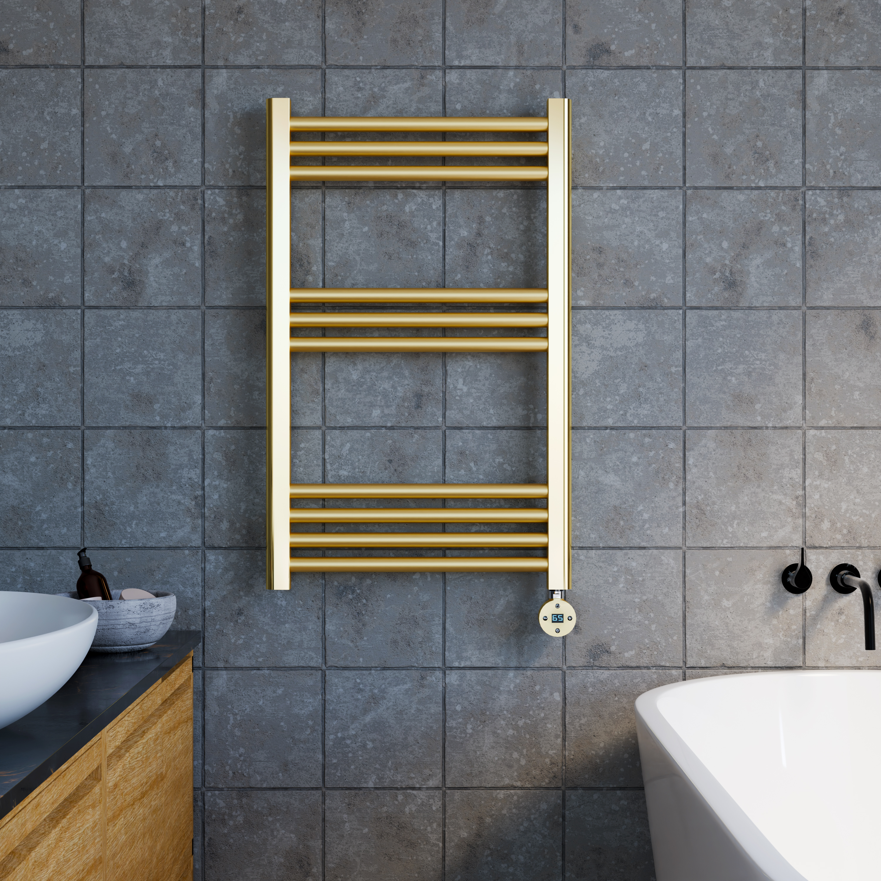 Brushed Brass Heated Towel Rail