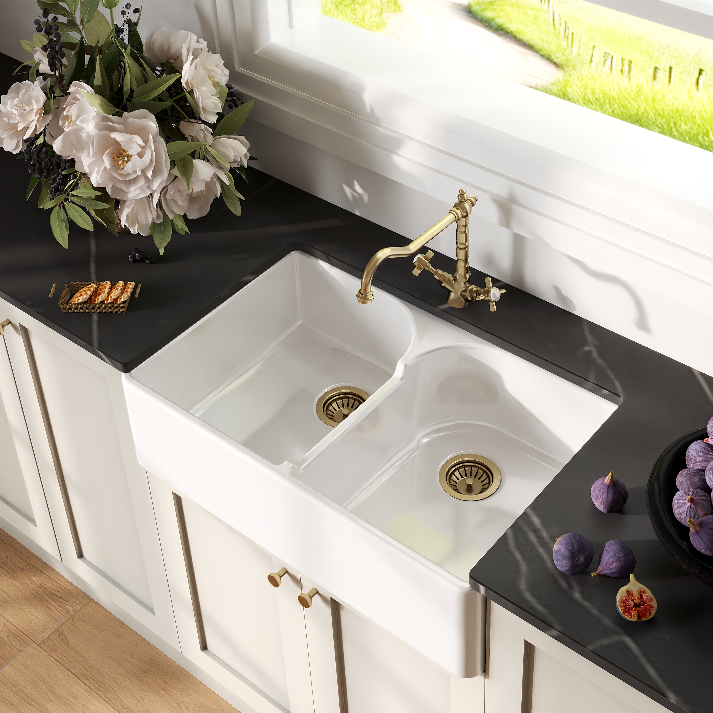 Balterley Fireclay Double-bowl Butler Kitchen Sink