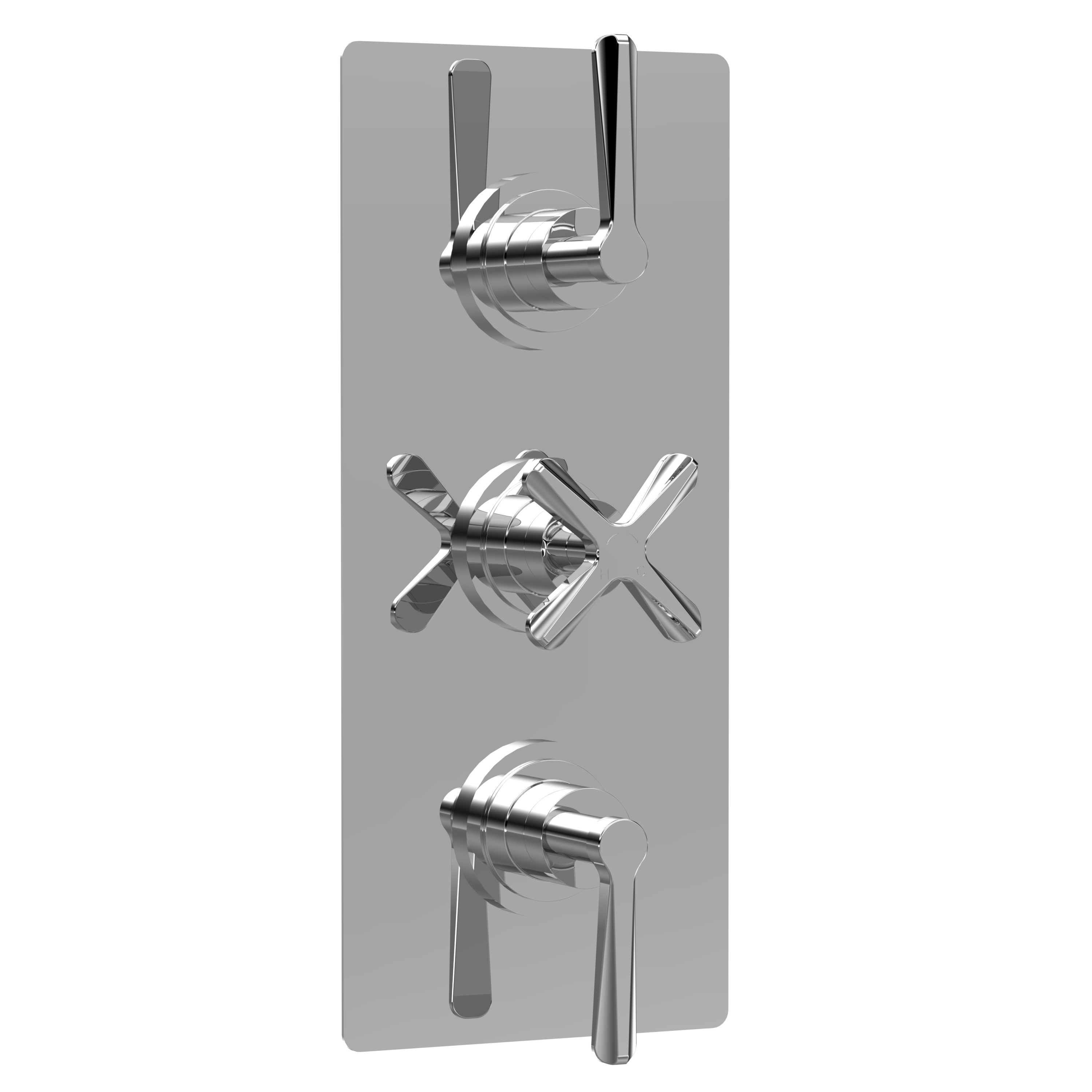 Triple Concealed Crosshead Thermostatic Shower Valve with Diverter (3 Outlets)