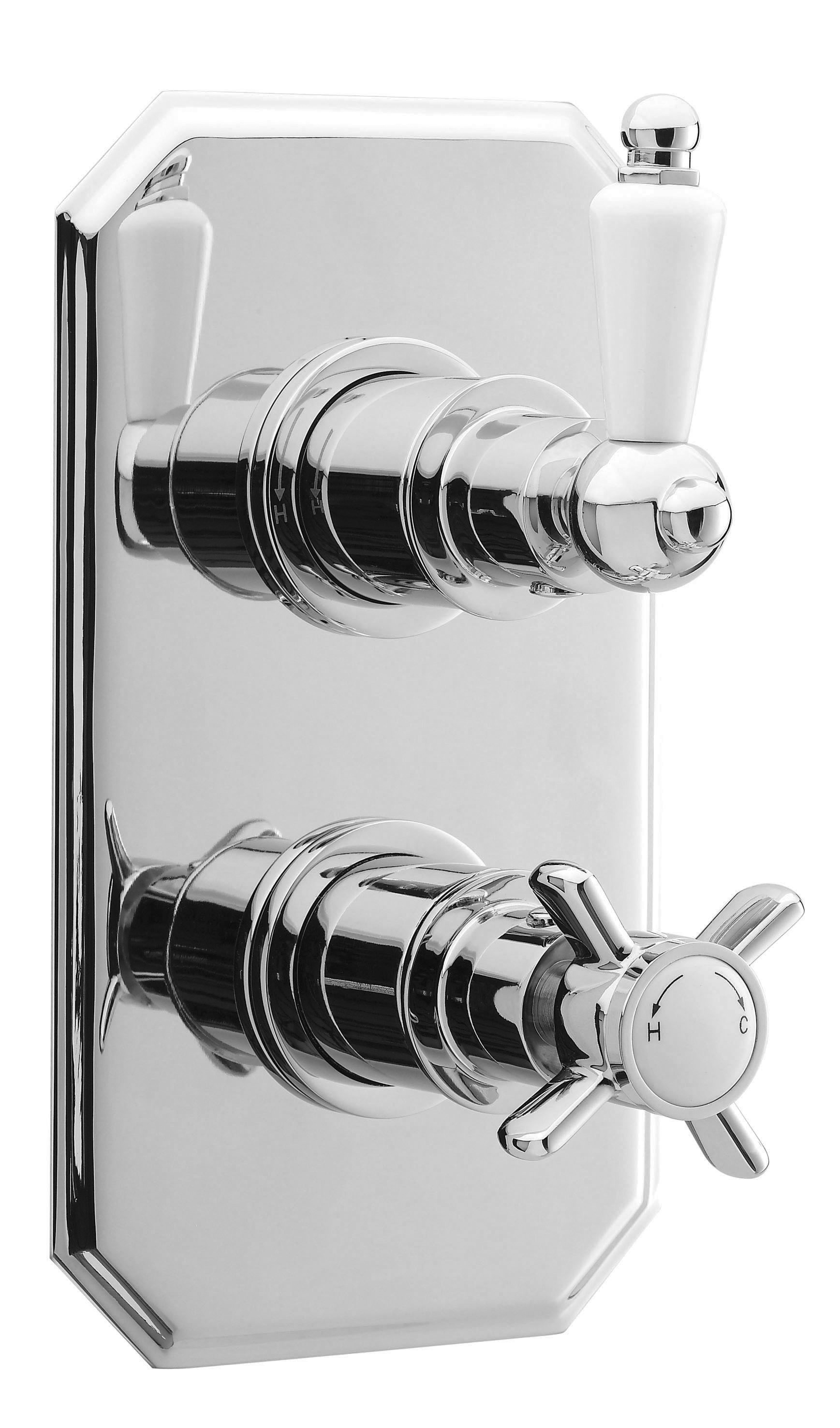 Nuie Victorian Chrome 1 Outlet Twin Thermostatic Shower Valve A3033