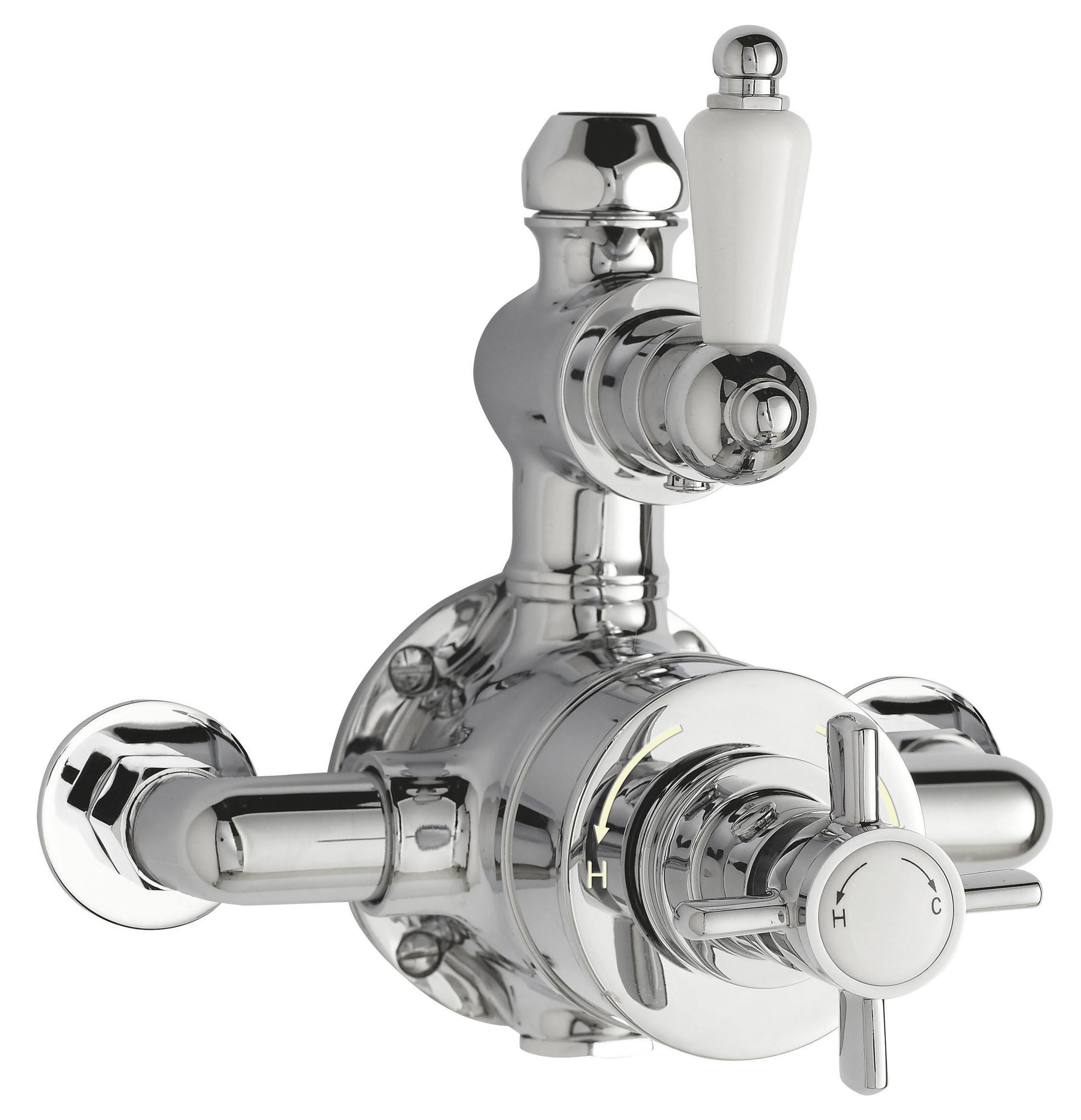 Nuie Edwardian Chrome 1 Outlet Twin Thermostatic Shower Valve A3056