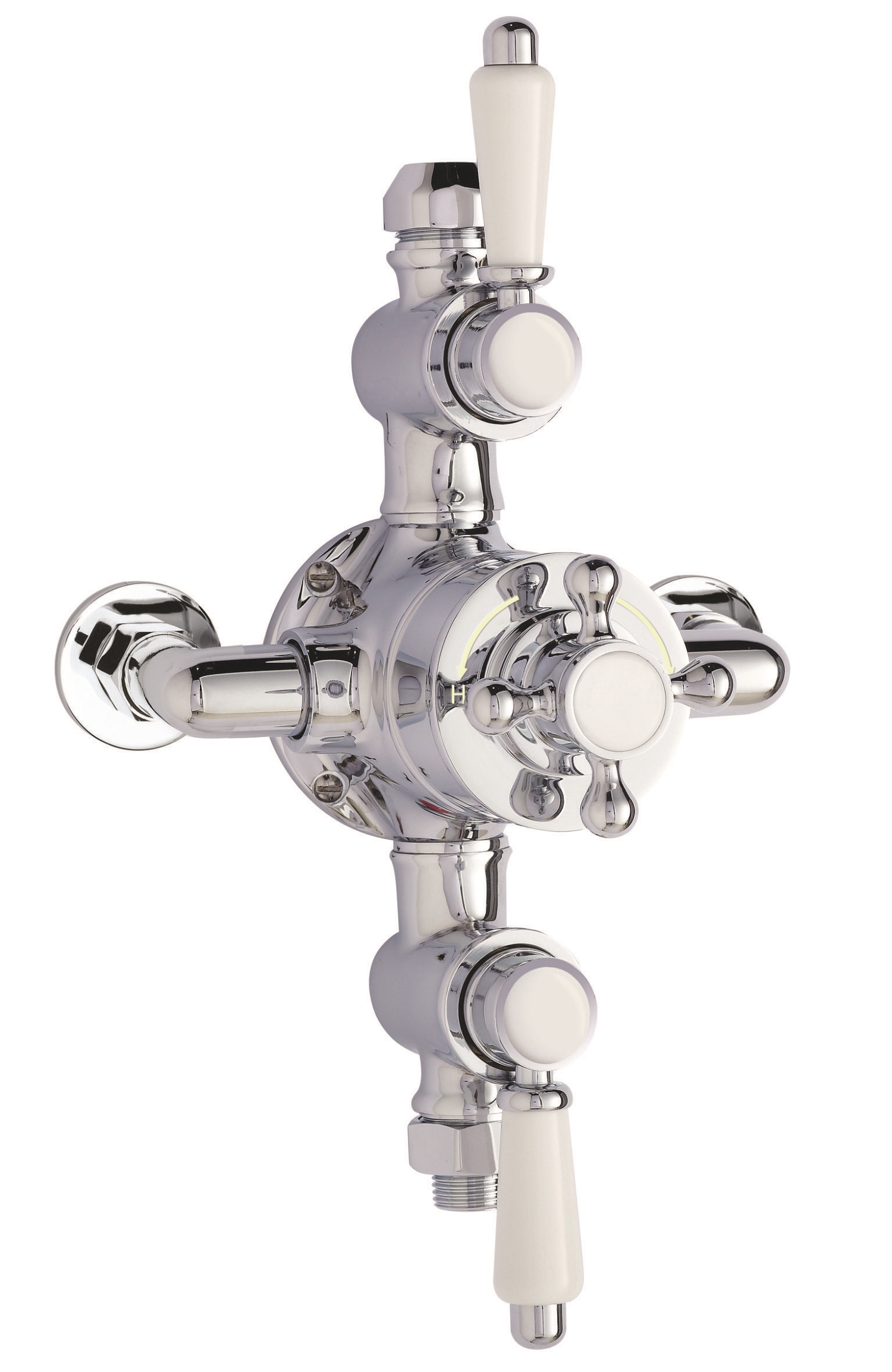 Nuie Victorian Chrome 2 Outlet Triple Thermostatic Shower Valve A3089E