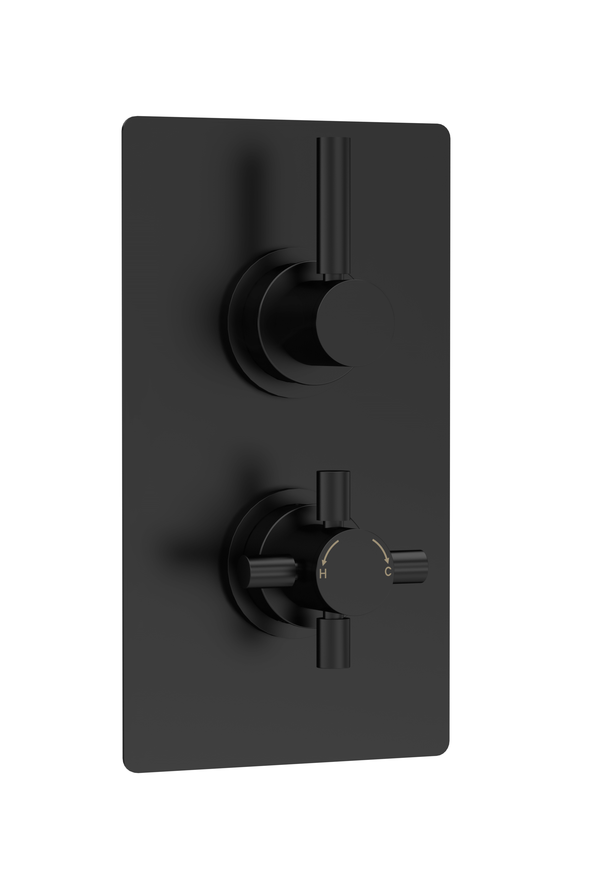 Hudson Reed Tec Pura Matt Black 2 Outlet Twin Thermostatic Shower Valve with Diverter A4007