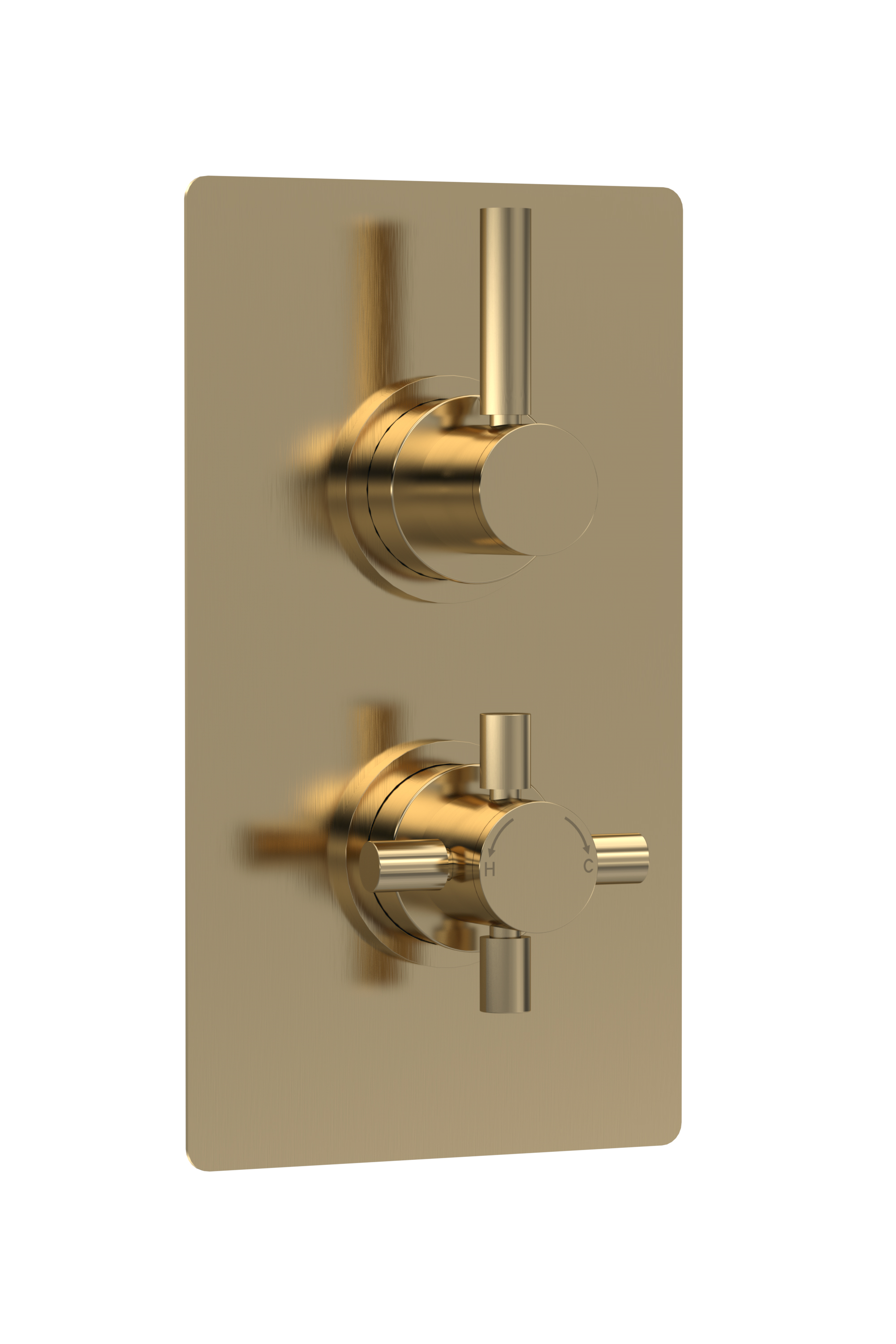Hudson Reed Tec Pura Brushed Brass 2 Outlet Twin Thermostatic Shower Valve with Diverter A8007