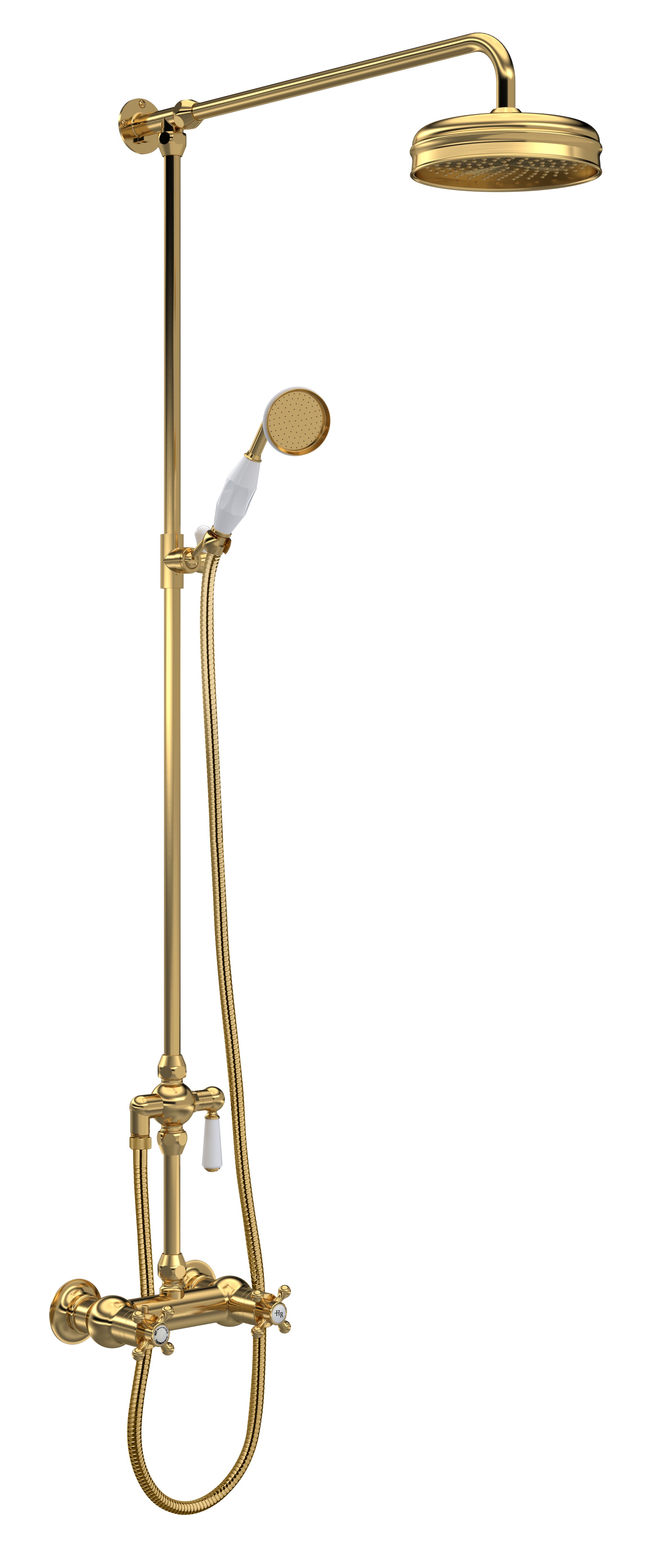 Hudson Reed Bar Mixer Shower Set Brushed Brass Traditional Thermostatic Valve and Kit A8117