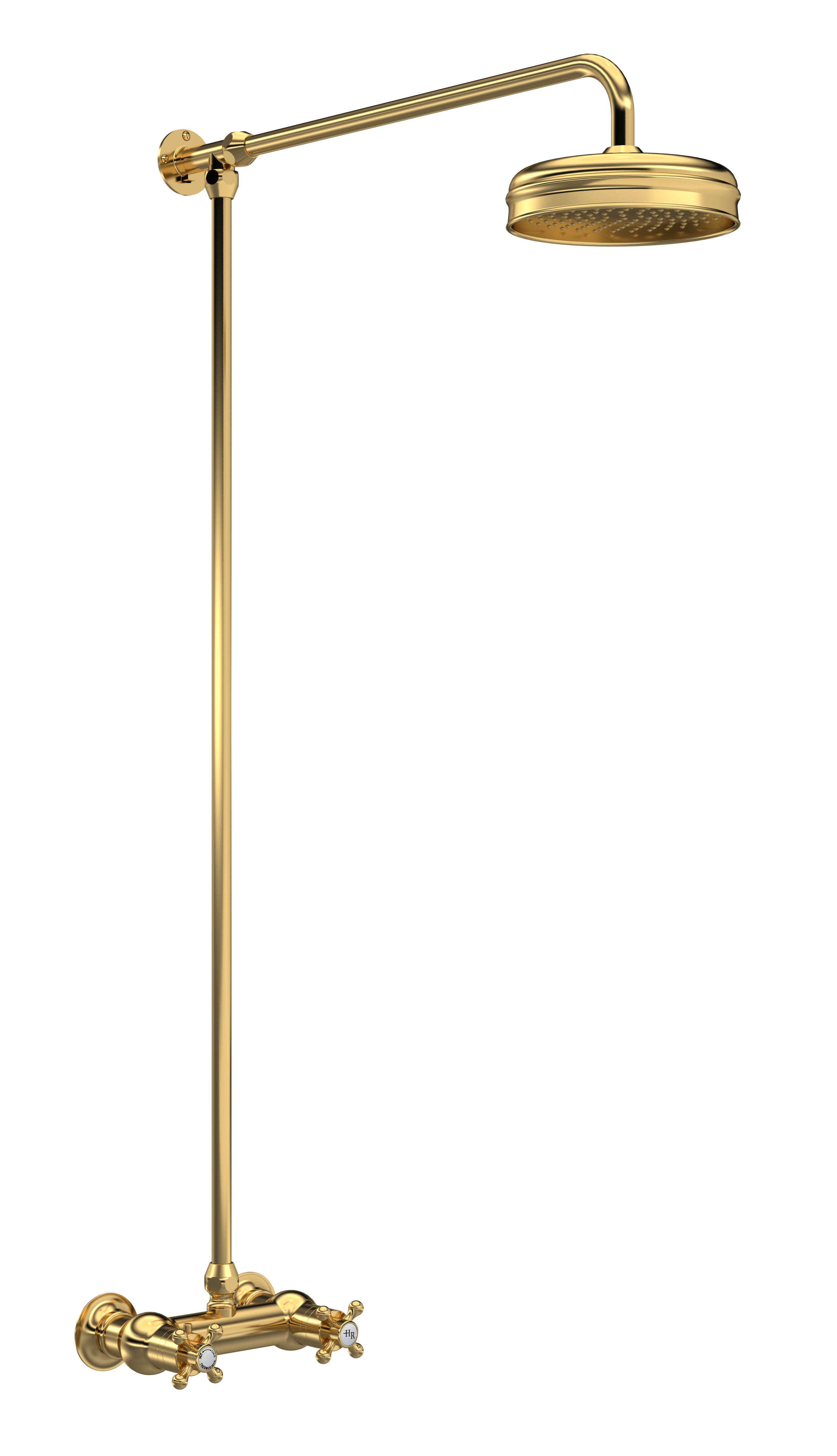 Hudson Reed Bar Mixer Shower Set Brushed Brass Traditional Thermostatic Valve and Kit A8118