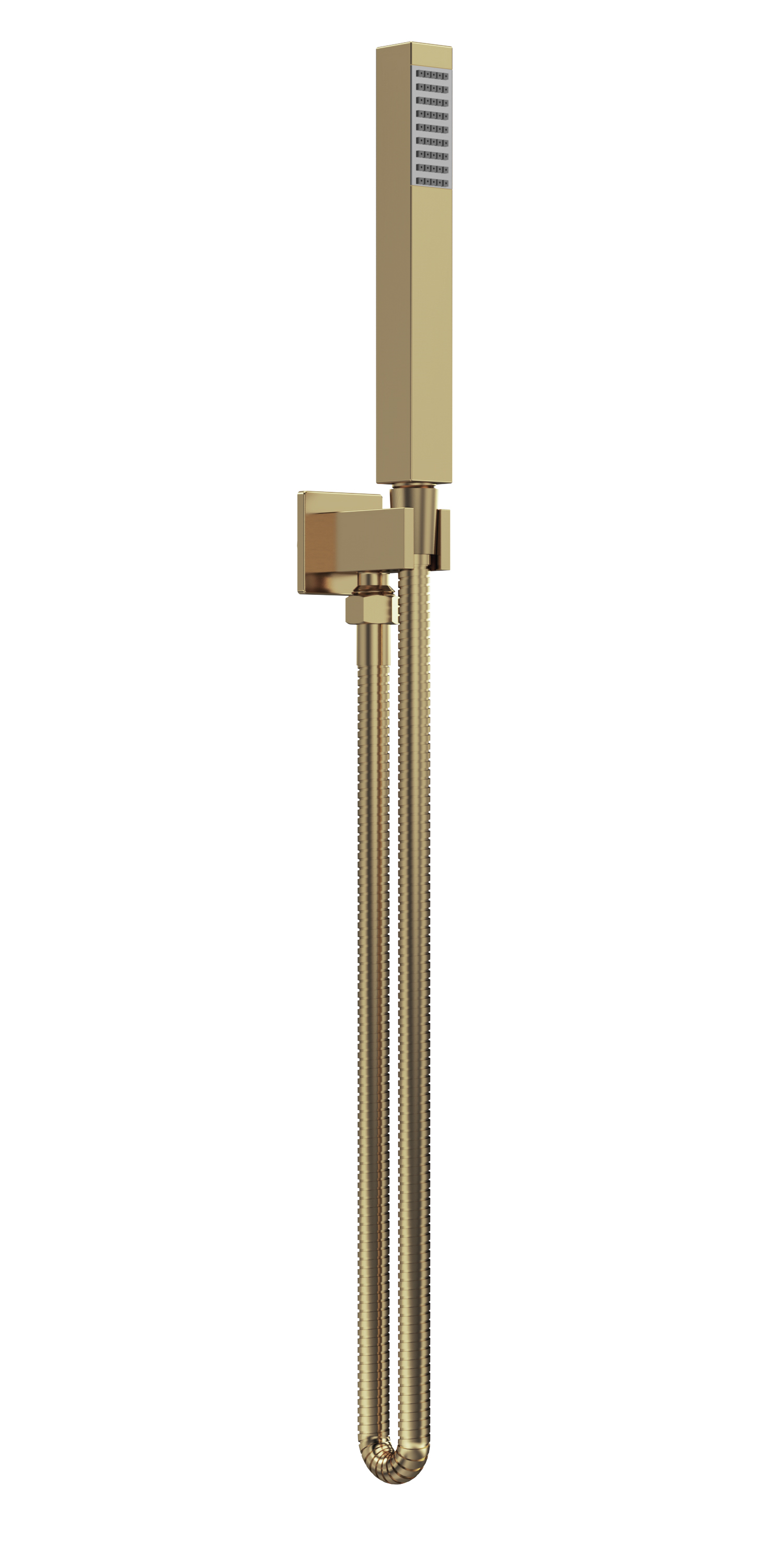 Hudson Reed Nuie Hand Held Shower Kit Brushed Brass Outlet Elbow, Parking Bracket, Flex and Handset A8264