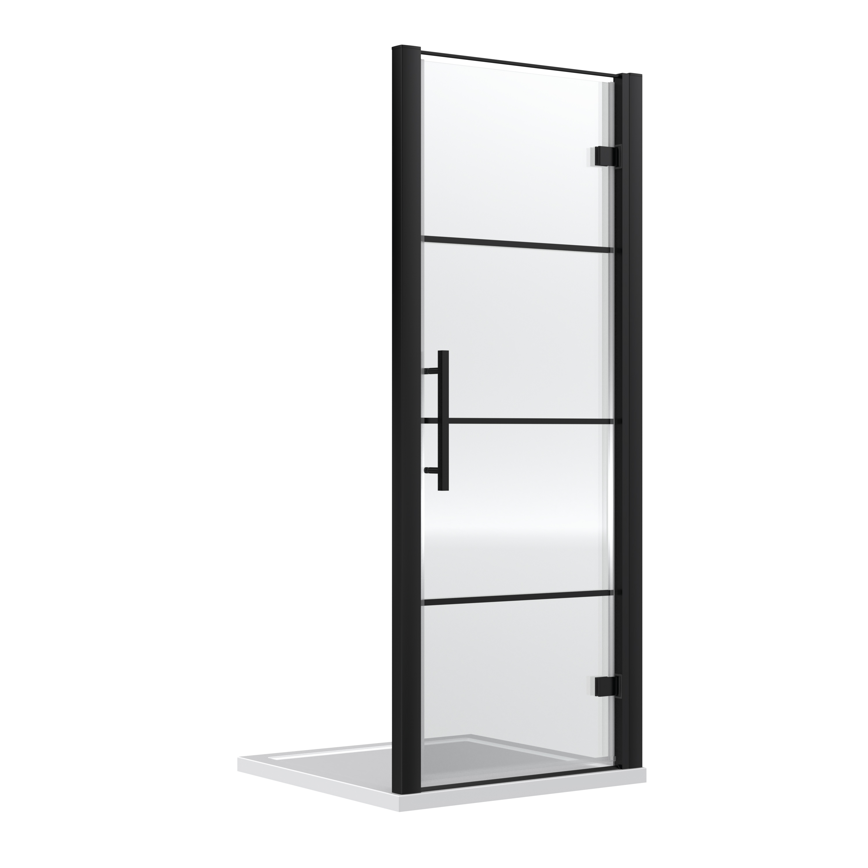 Hudson Reed Apex Matt Black 900mm Hinged Shower Door ADHD90 E8