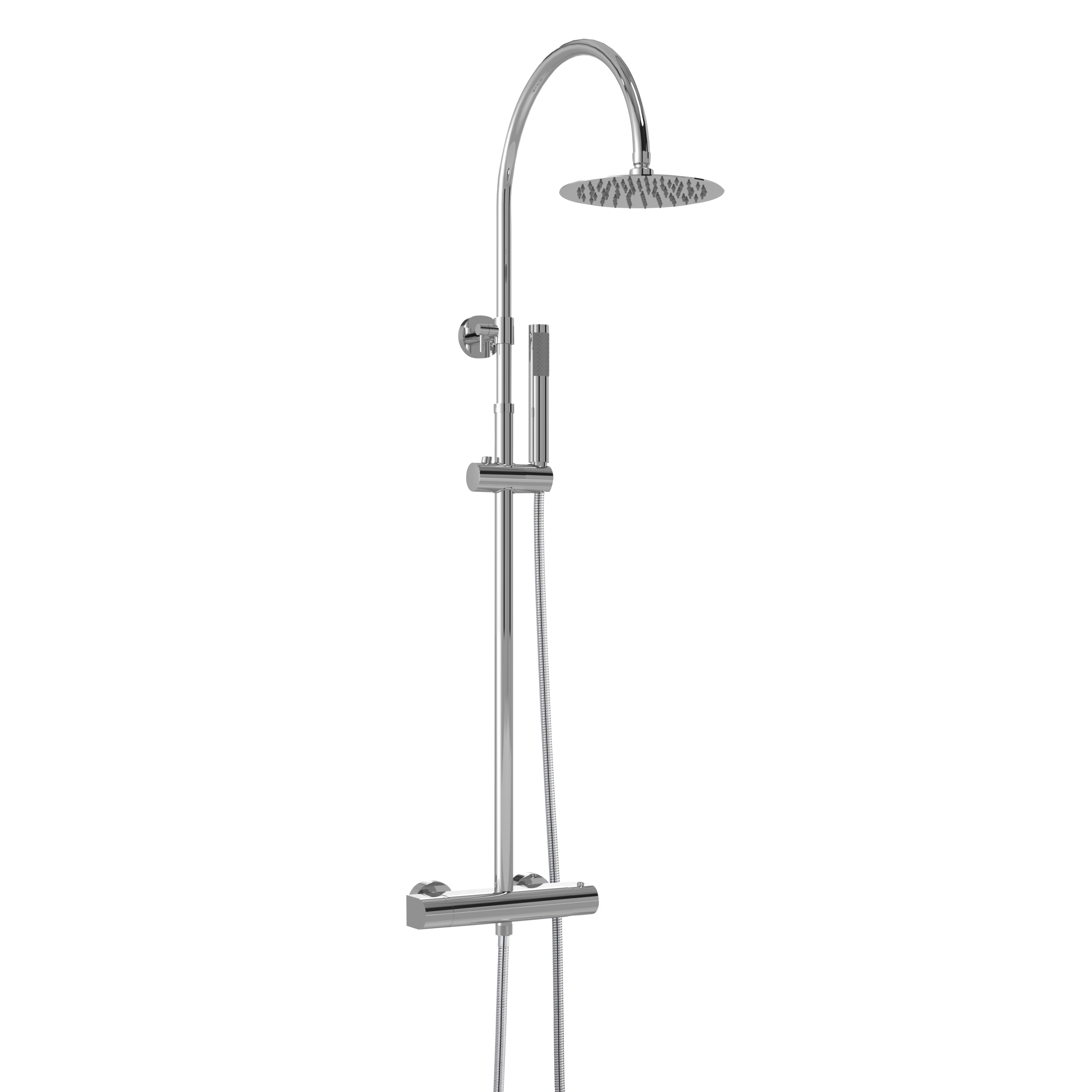 Hudson Reed Bar Mixer Shower Set Chrome Round Brass Thermostatic Valve and Kit A3530
