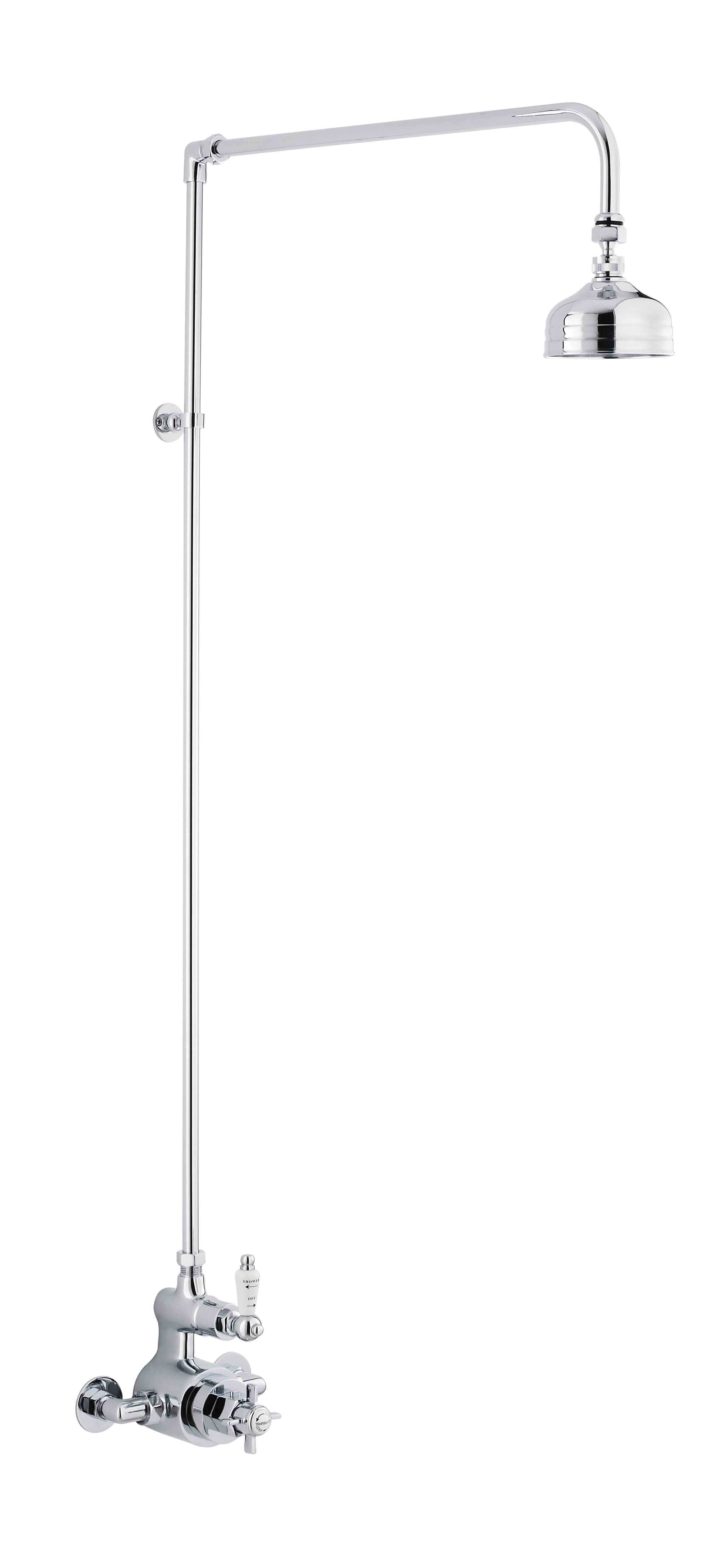 Nuie Edwardian Chrome Twin Thermostatic Shower Valve and Rigid Riser CP148