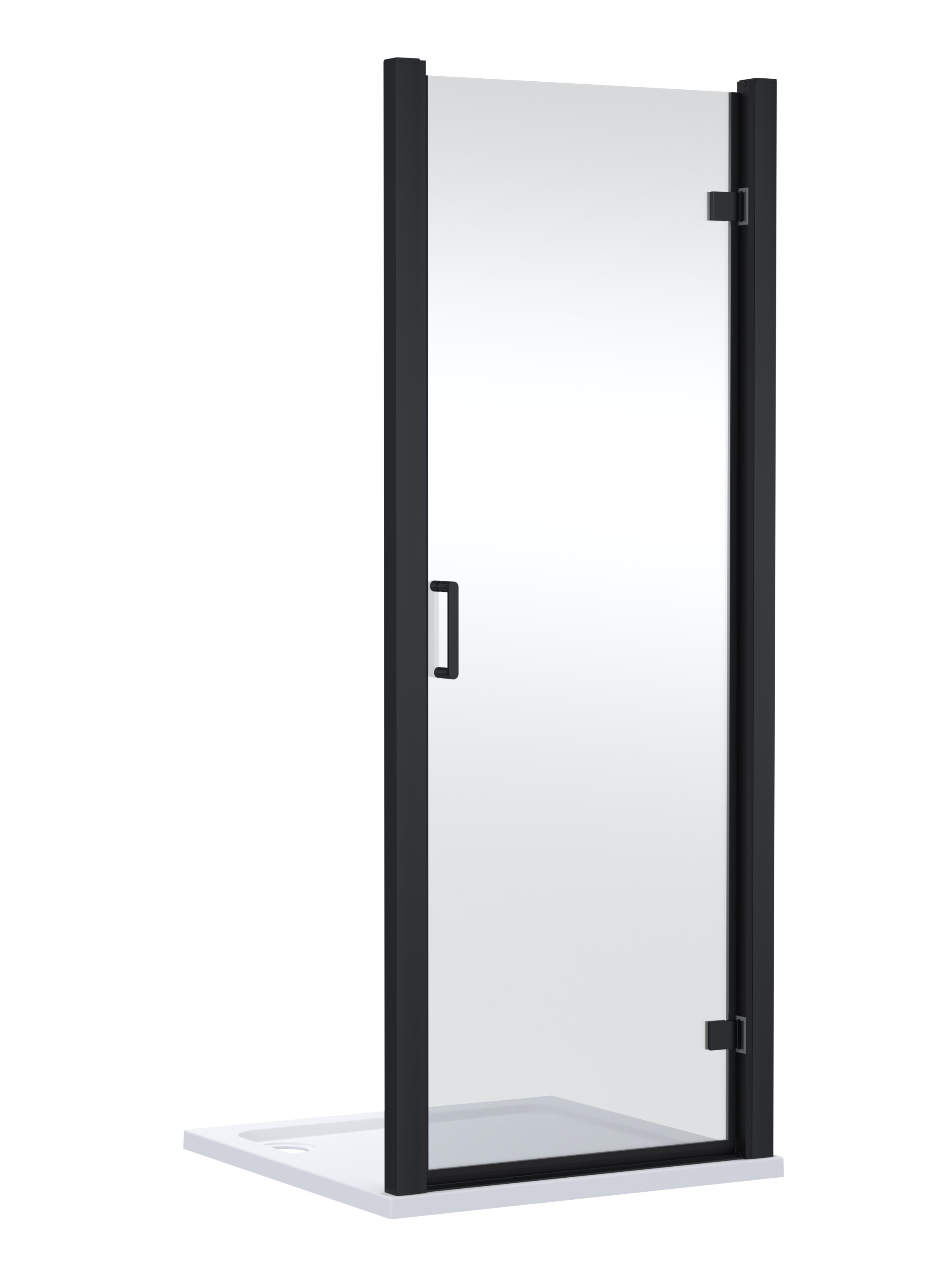 Nuie Lucie Matt Black 800mm Hinged Shower Door AQHD80NBP E8