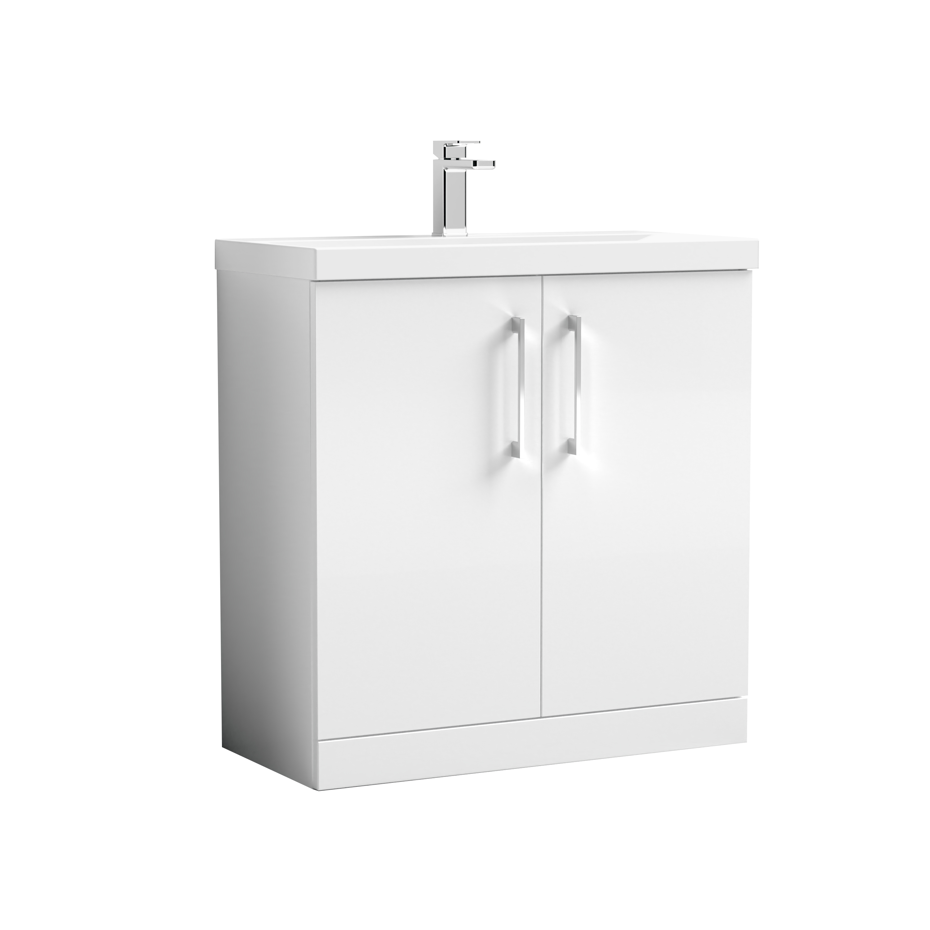 Nuie Arno Gloss White 800mm Floor Standing 2 Door Vanity Unit and Mid Edge Basin ARN105A