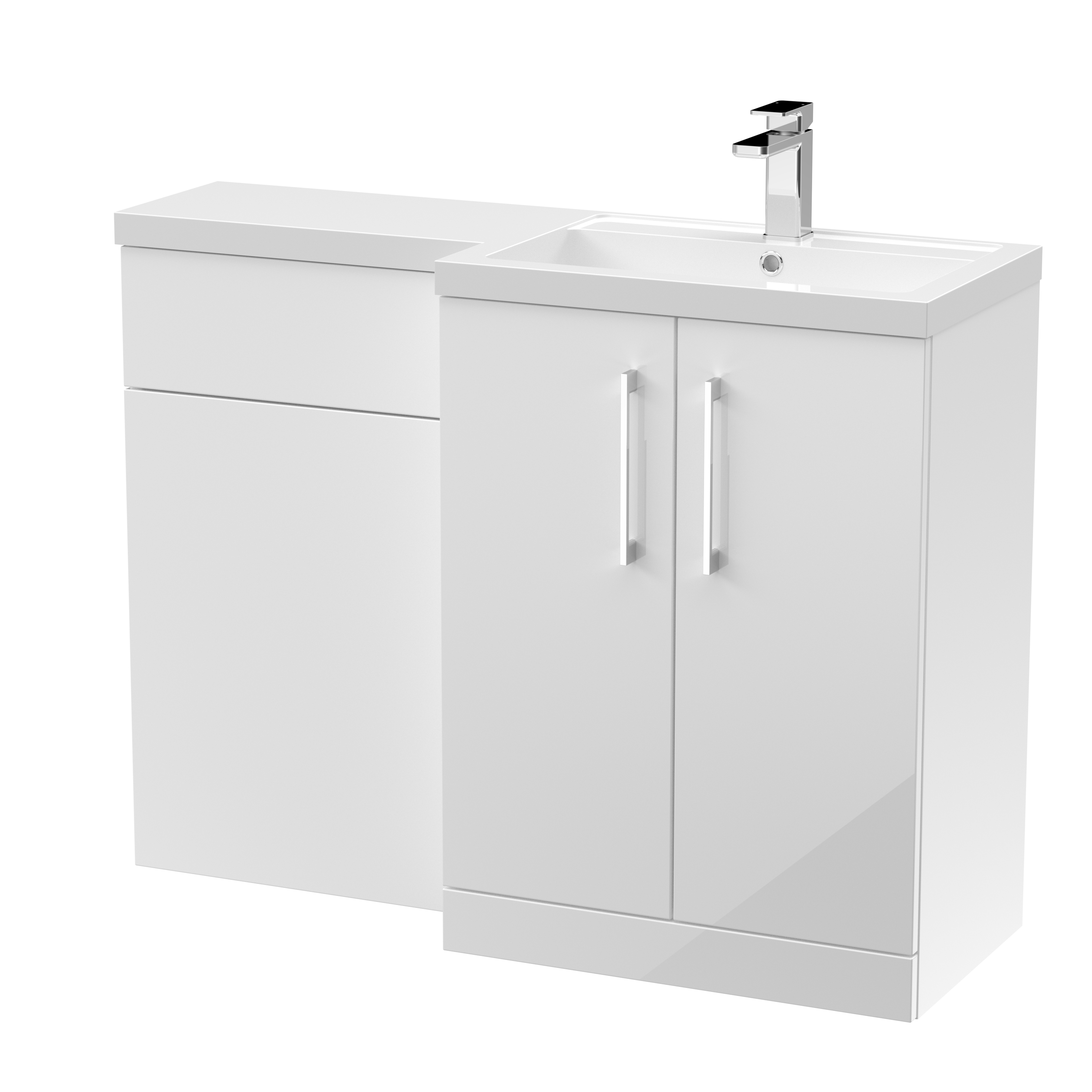 Nuie Arno Gloss White 1100mm Right Hand Vanity Unit Pack ARN111R