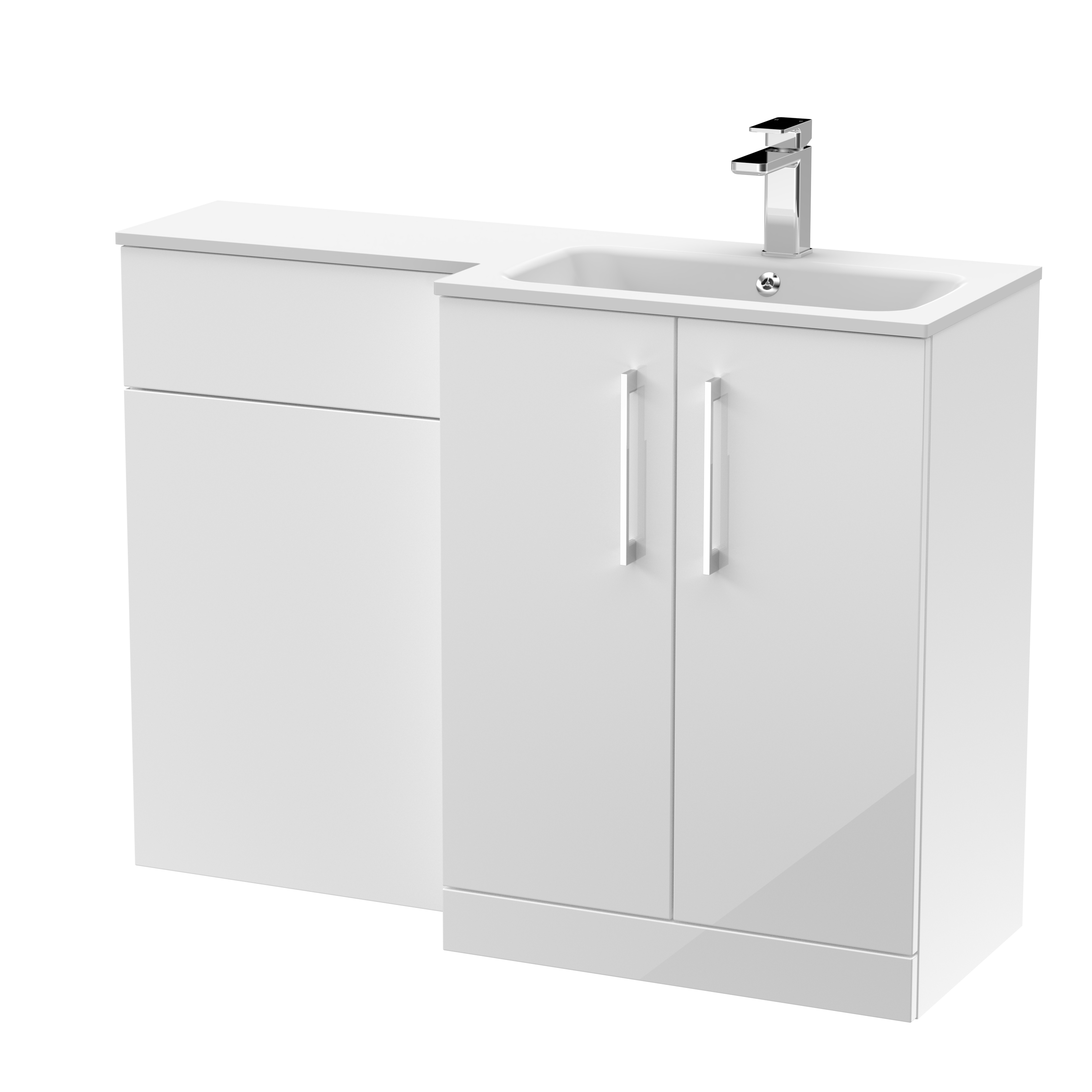 Nuie Arno Gloss White 1100mm Right Hand Vanity Unit Pack ARN112R