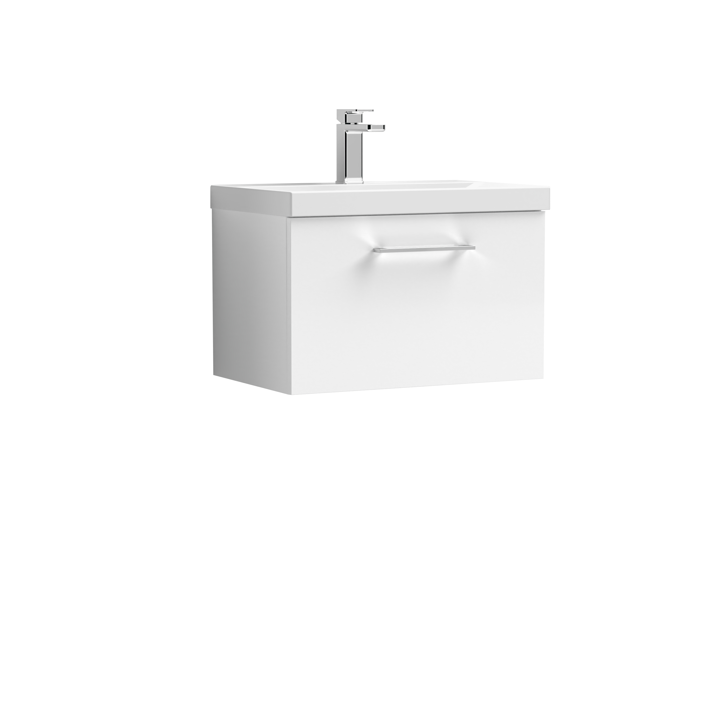 Nuie Arno Gloss White 600mm Wall Hung 1 Drawer Vanity Unit and Basin ARN122A