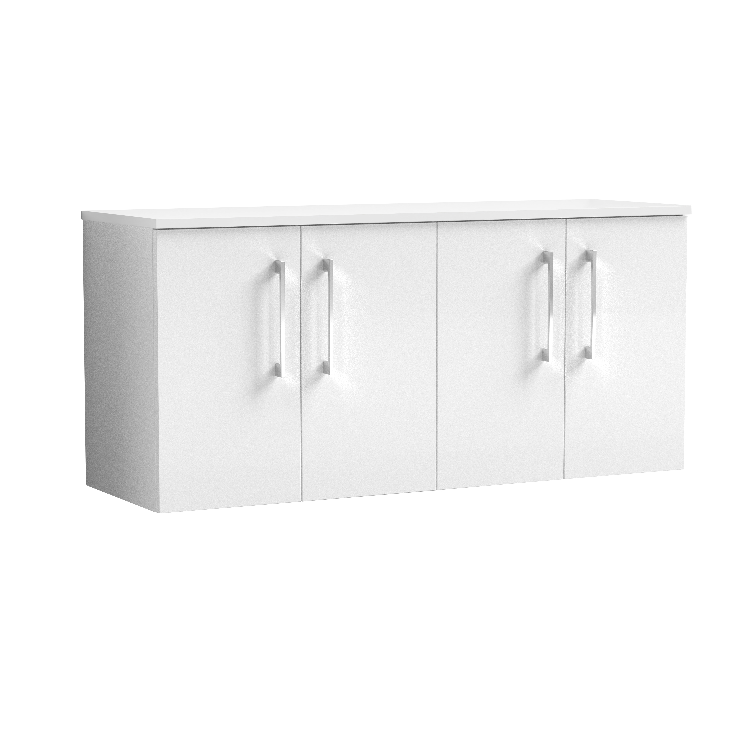 Nuie Arno Gloss White 1200mm Wall Hung 4 Door Vanity Unit and Worktop ARN123W2