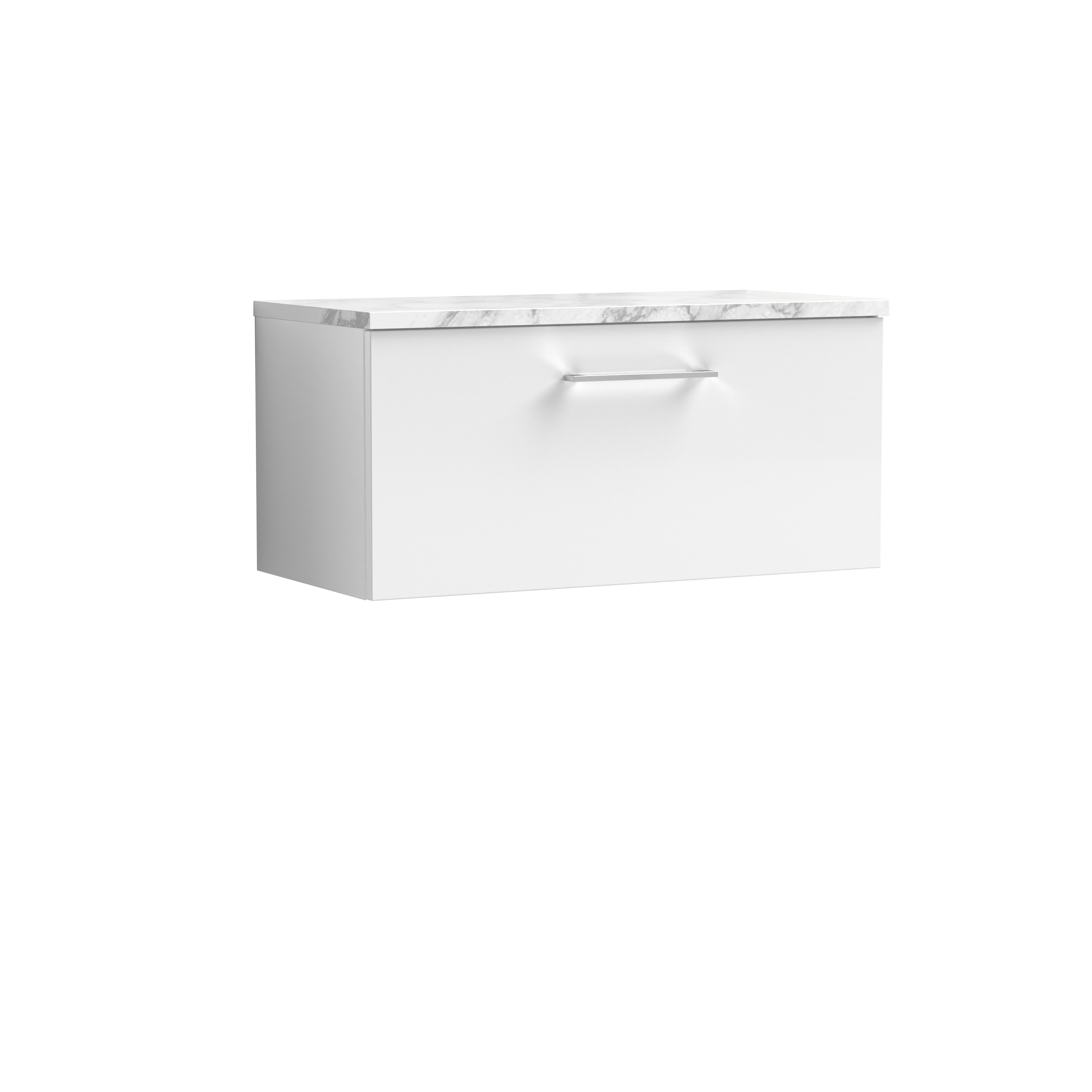 Nuie Arno Gloss White 800mm Wall Hung 1 Drawer Vanity Unit and Laminate Worktop ARN125LCM