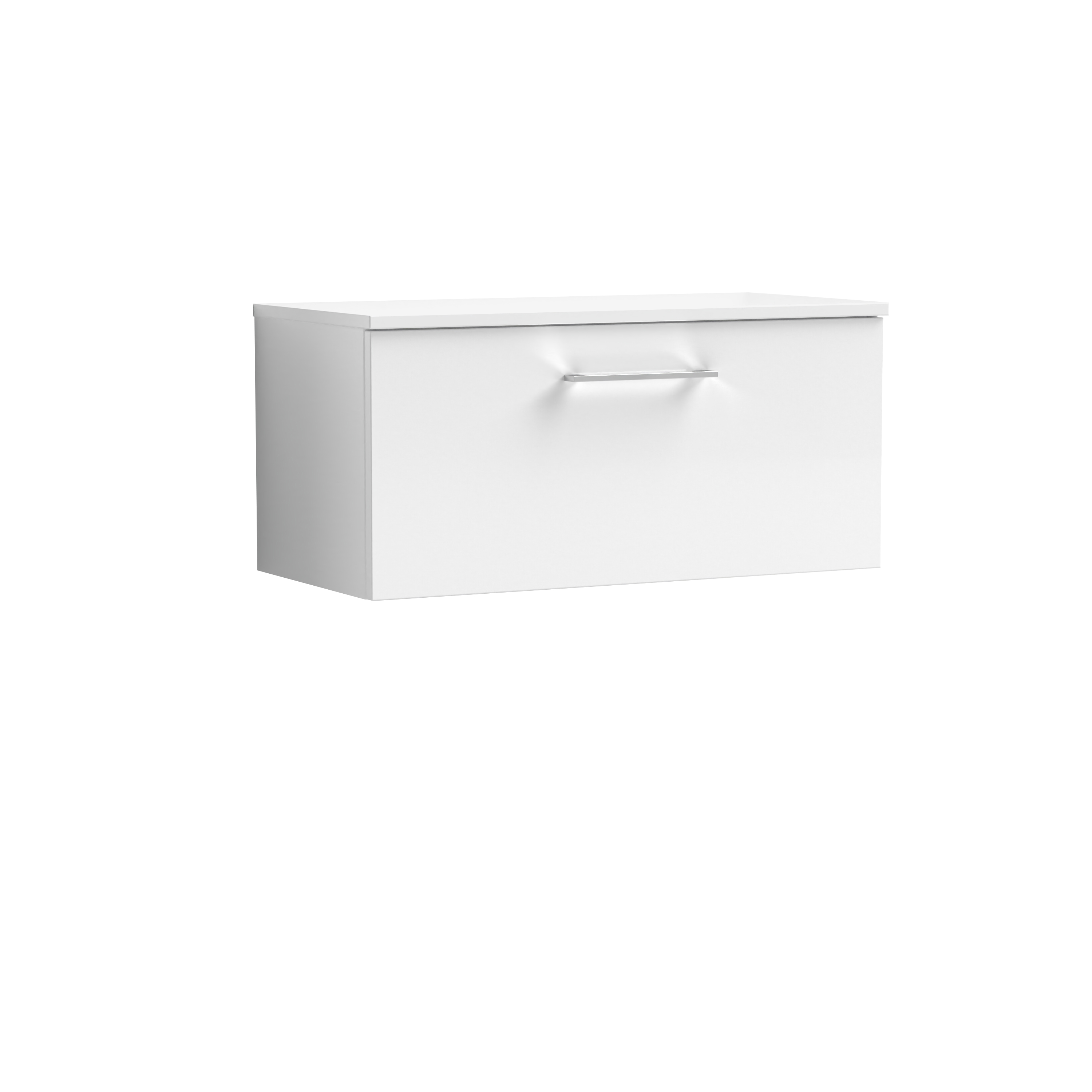 Nuie Arno Gloss White 800mm Wall Hung 1 Drawer Vanity Unit and Worktop ARN125W