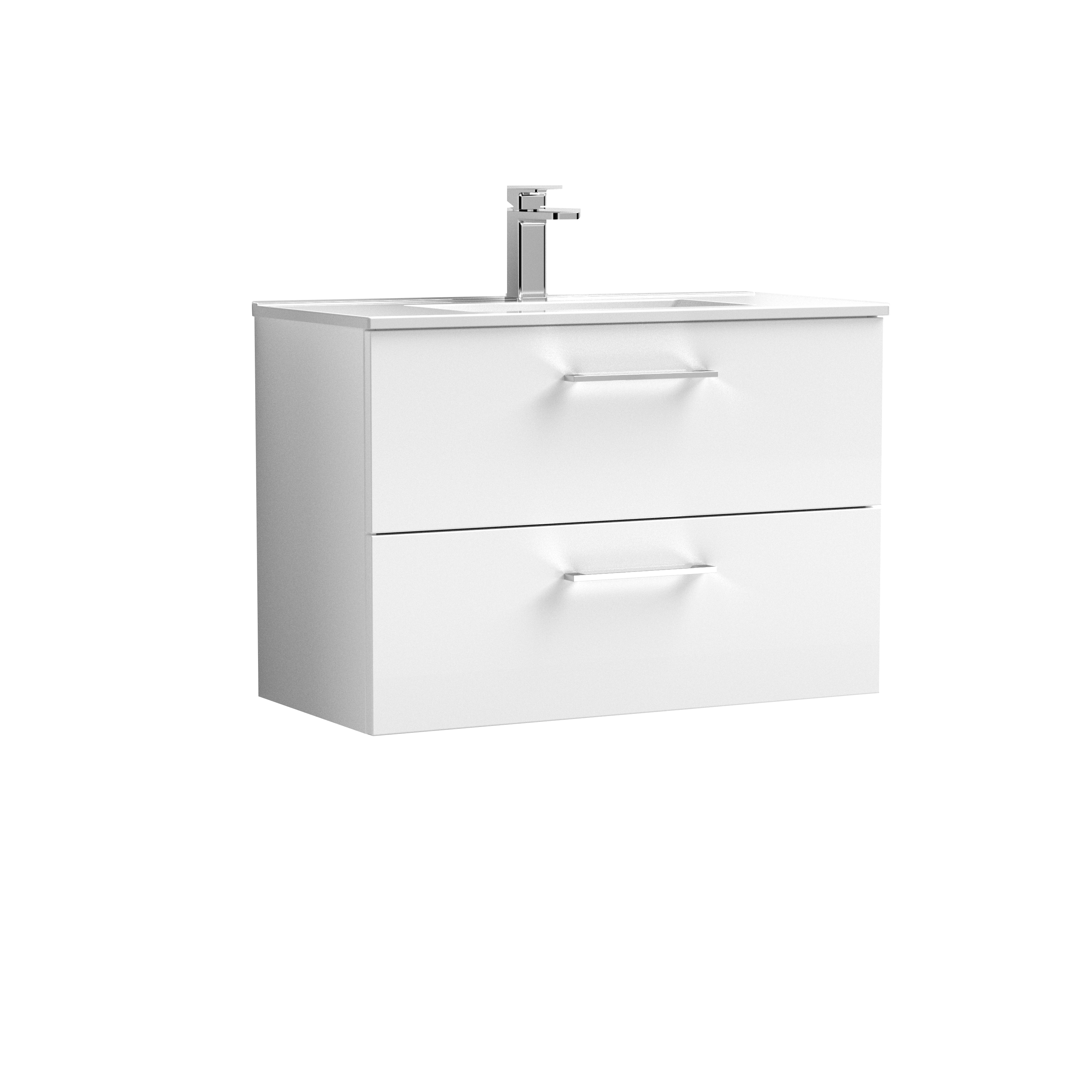 Nuie Arno Gloss White 800mm Wall Hung 2 Drawer Vanity Unit and Basin ARN126B