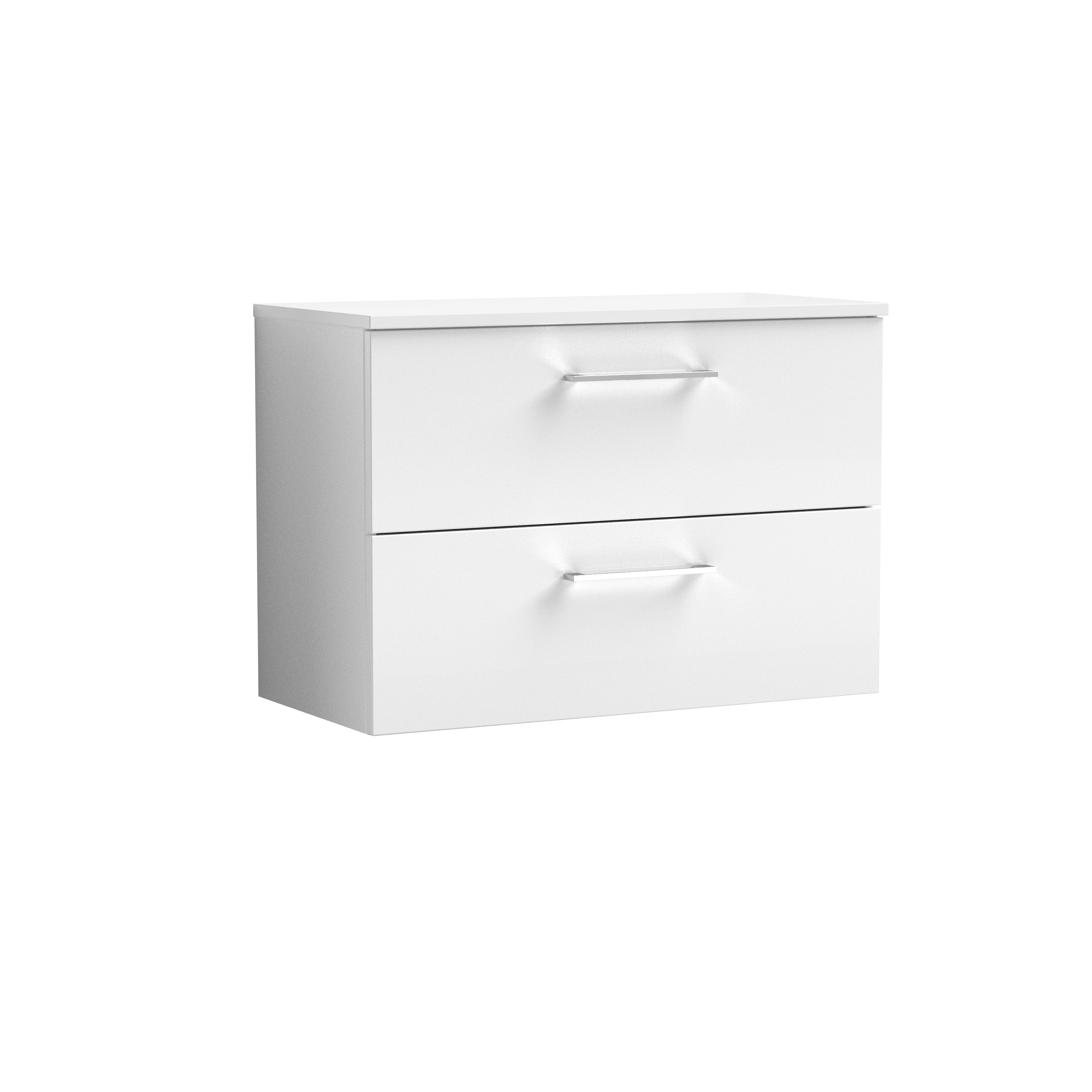 Nuie Arno Gloss White 800mm Wall Hung 2 Drawer Vanity Unit and Worktop ARN126W