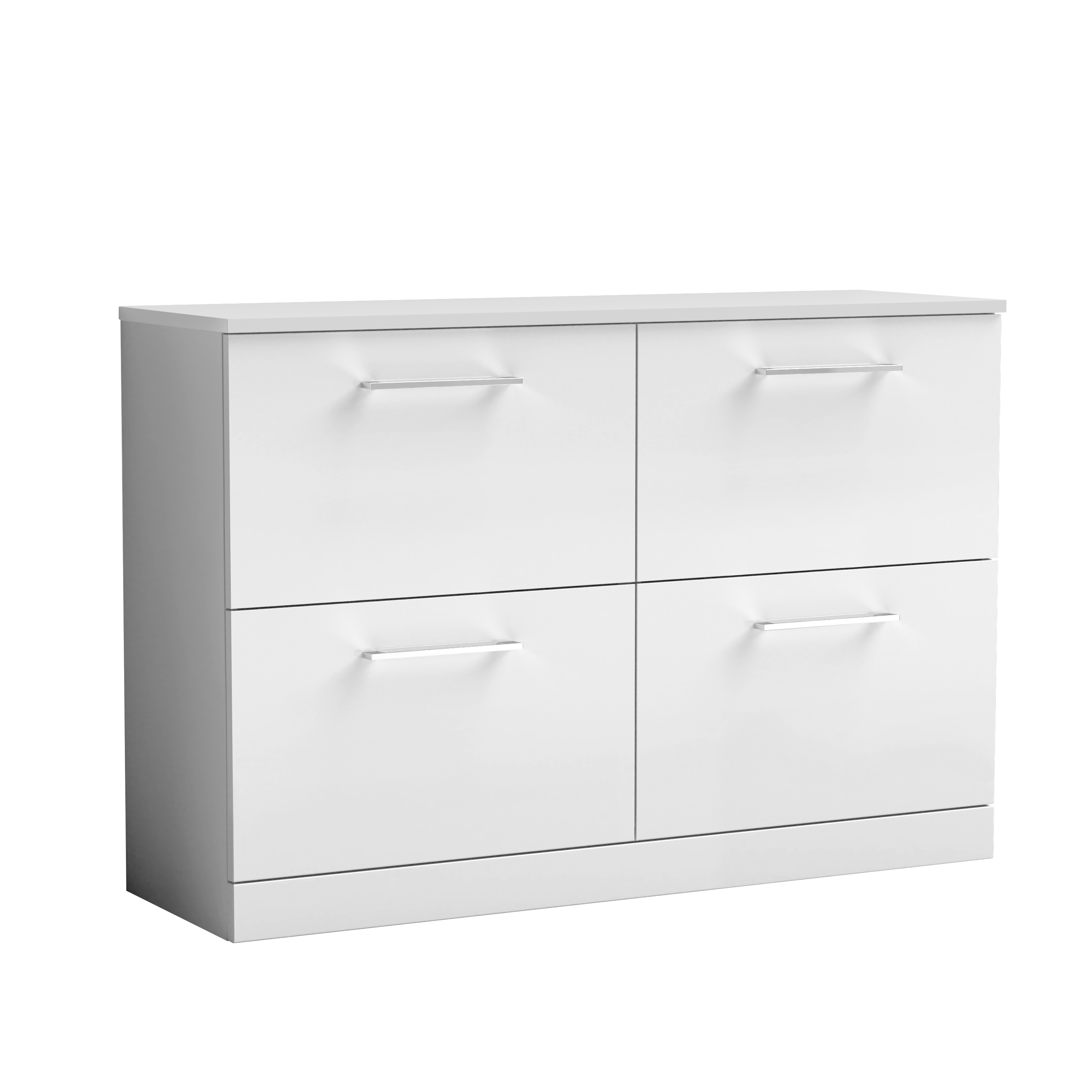 Nuie Arno Gloss White 1200mm Floor Standing 4 Drawer Vanity Unit and Worktop ARN133W2