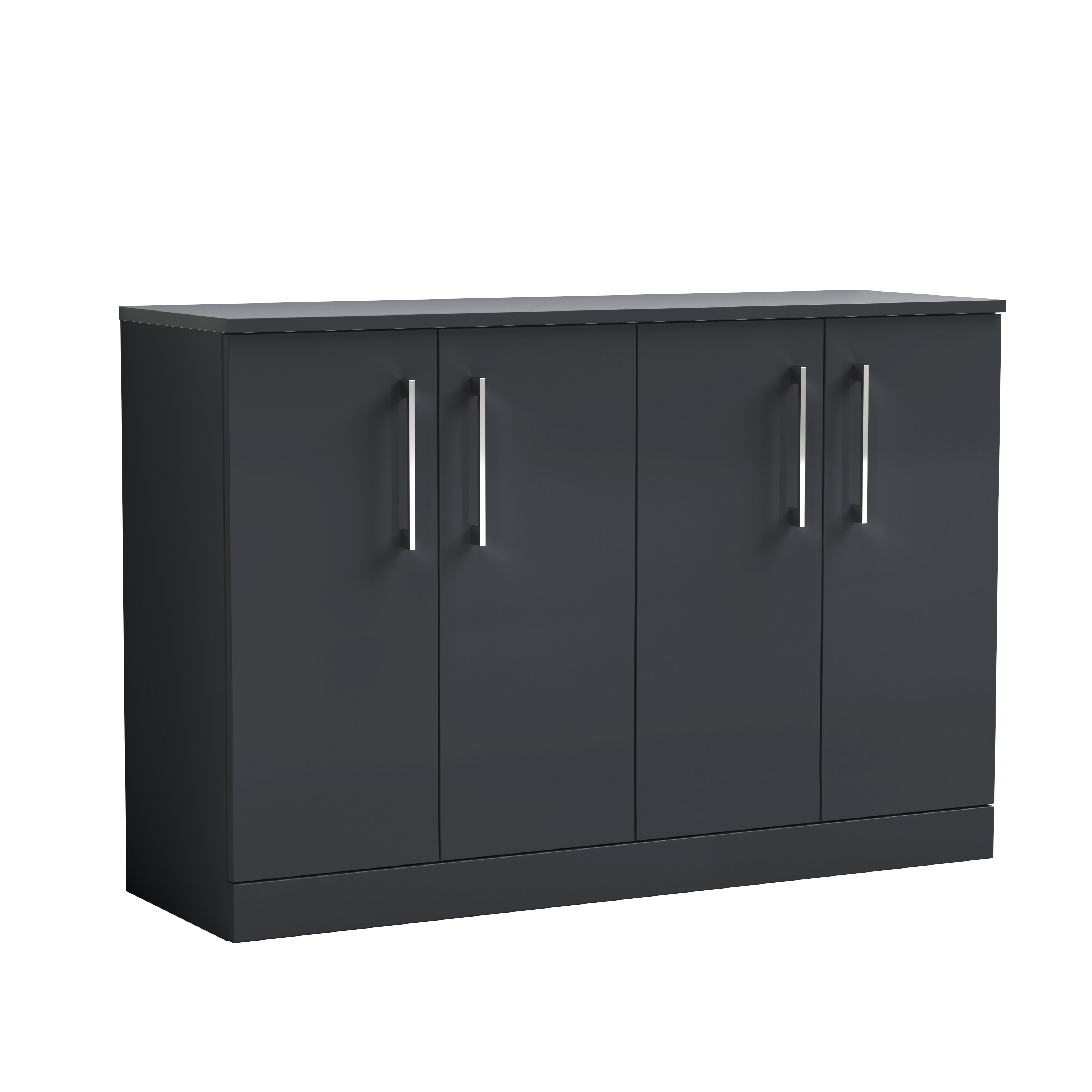 Nuie Arno Soft Black 1200mm Floor Standing 4 Door Vanity Unit and Worktop ARN1403W2