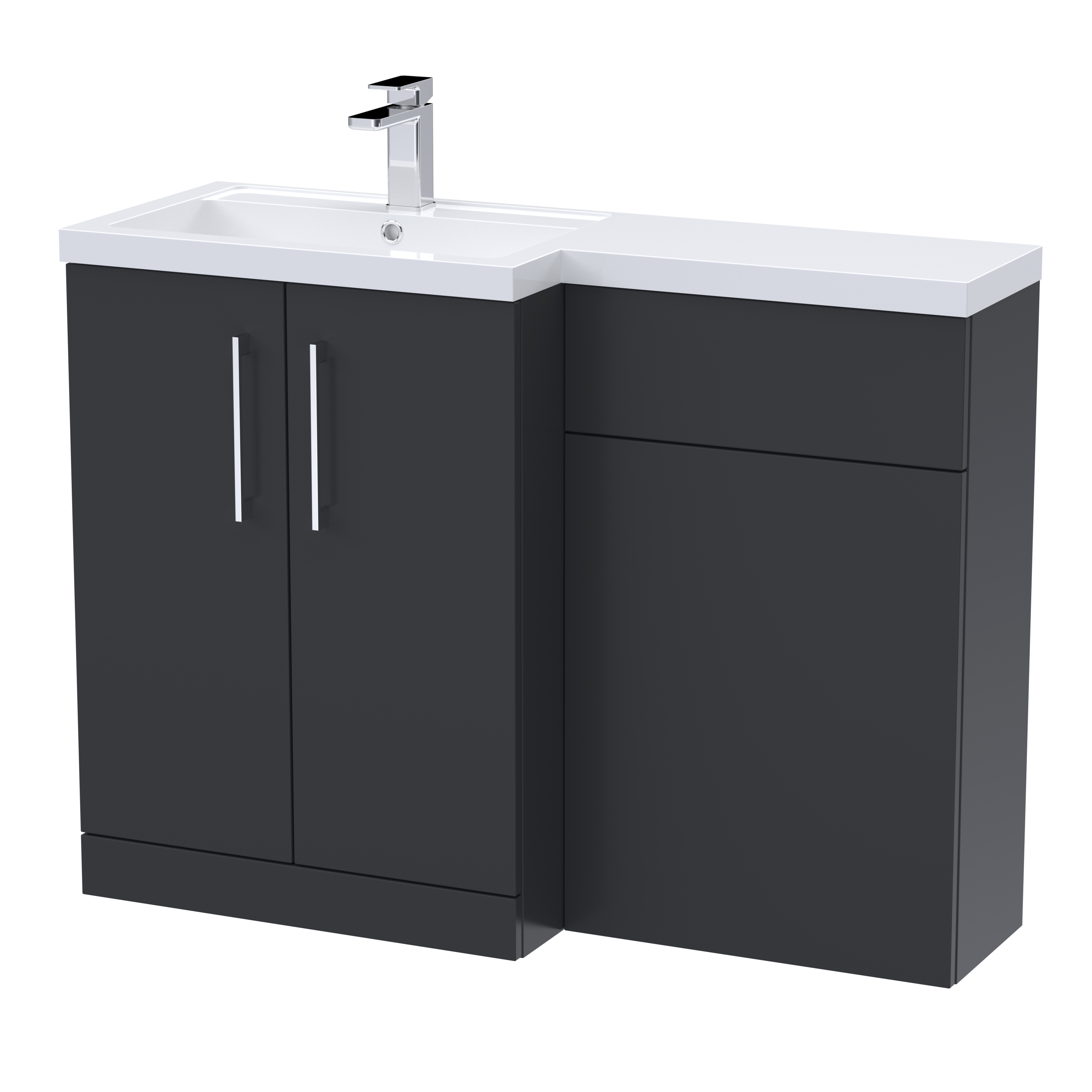 Nuie Arno Soft Black 1100mm Left Hand Vanity Unit Pack ARN1411L