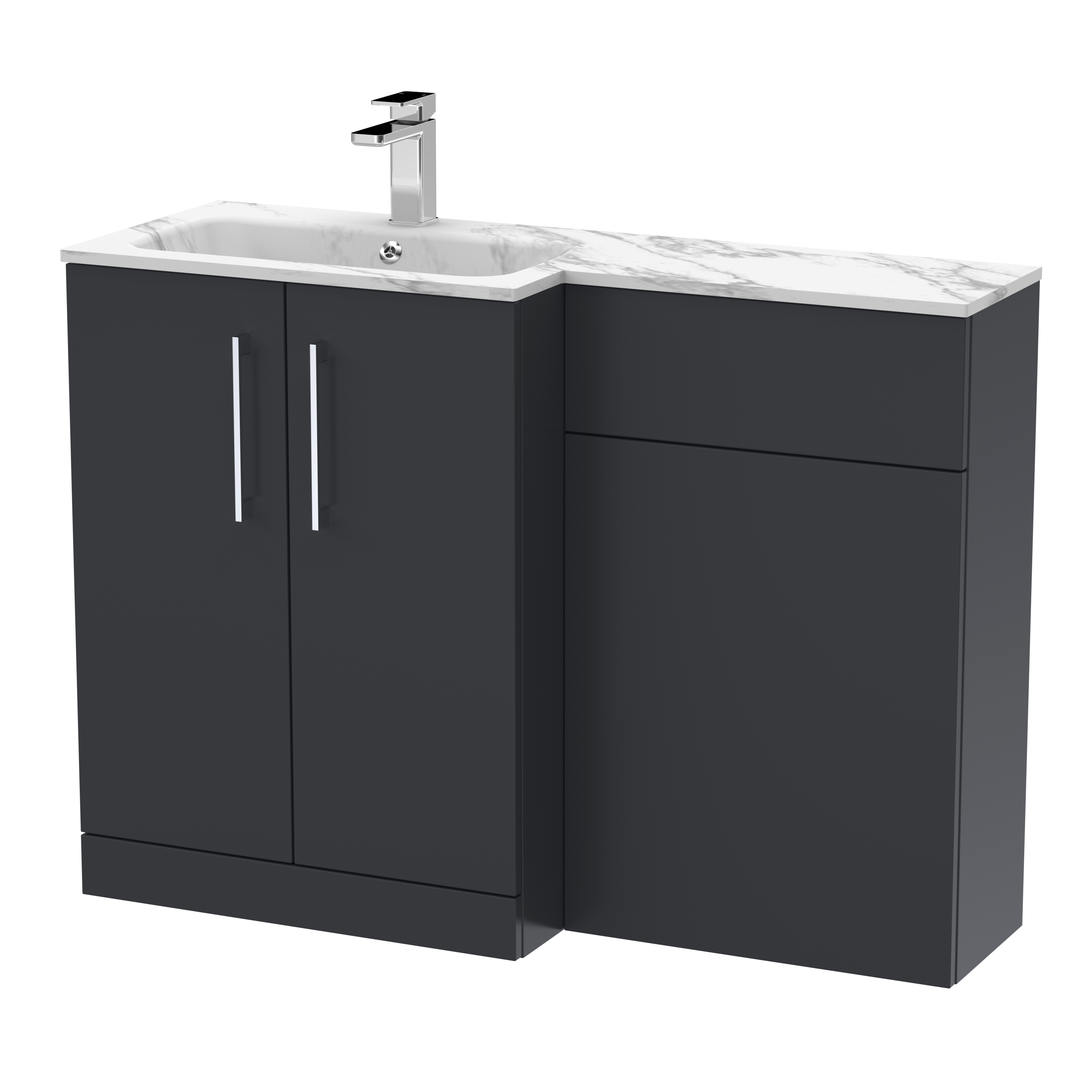 Nuie Arno Soft Black 1100mm Left Hand Vanity Unit Pack ARN1413L