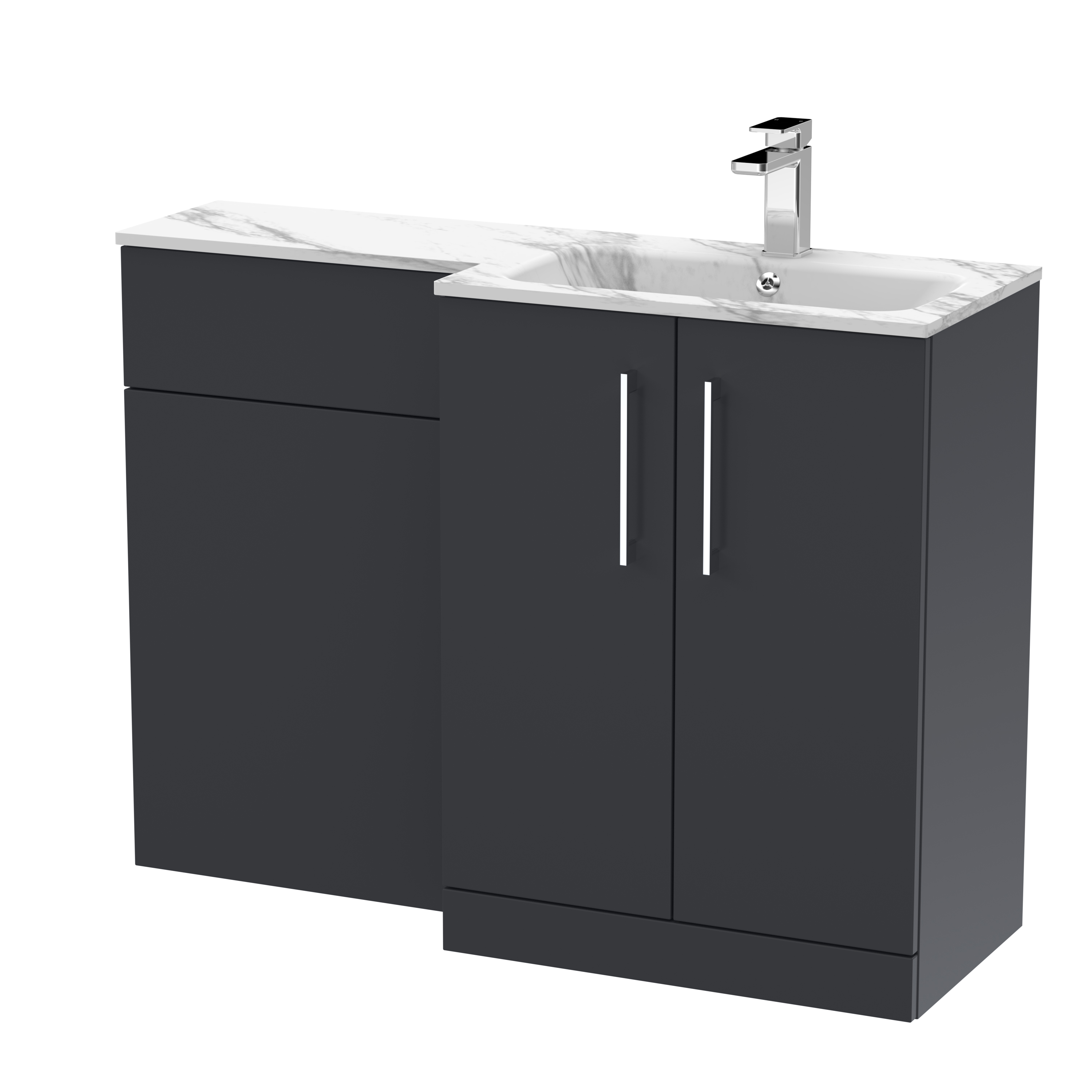 Nuie Arno Soft Black 1100mm Right Hand Vanity Unit Pack ARN1413R