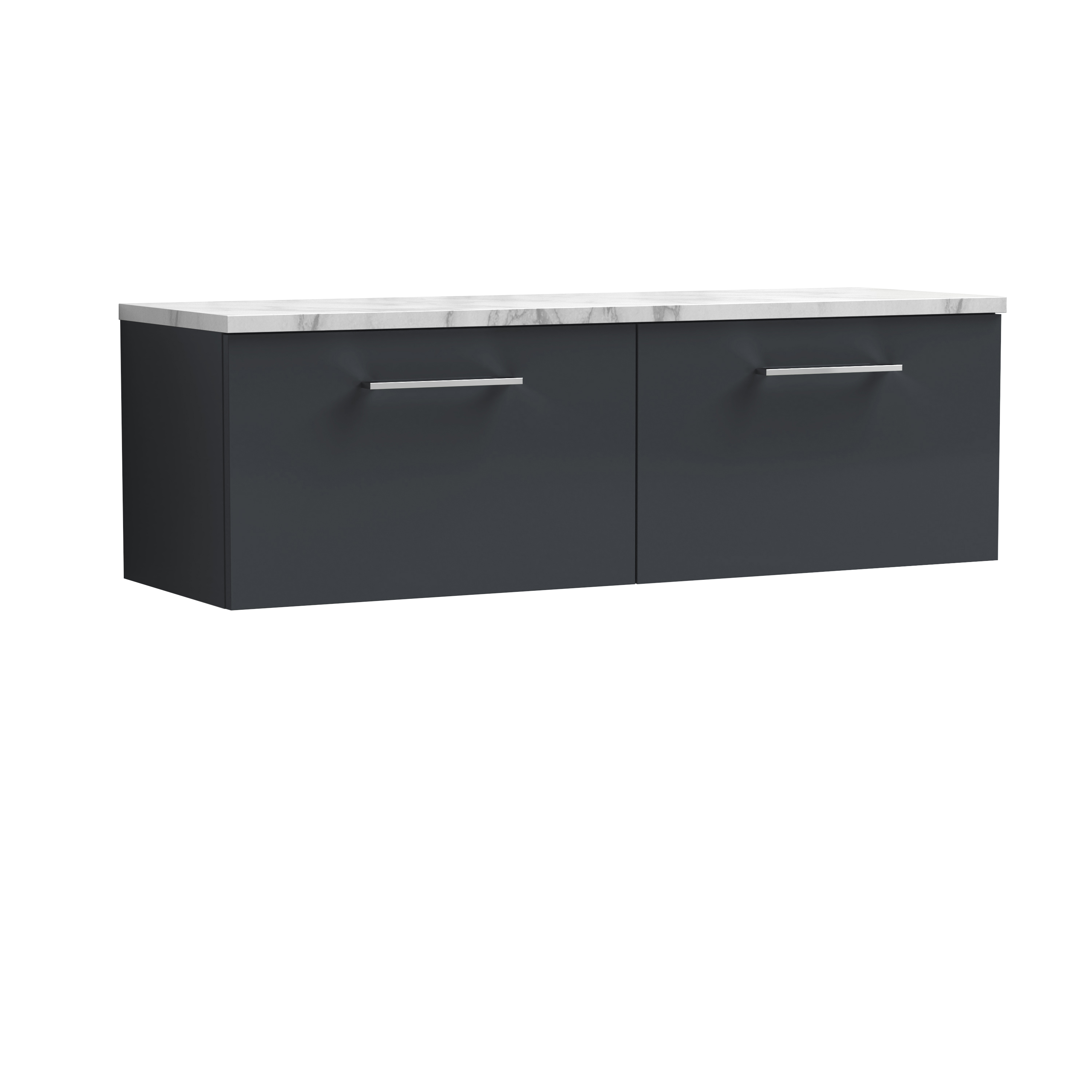 Nuie Arno Soft Black 1200mm Wall Hung 2 Drawer Vanity Unit and Laminate Worktop ARN1422LCM2
