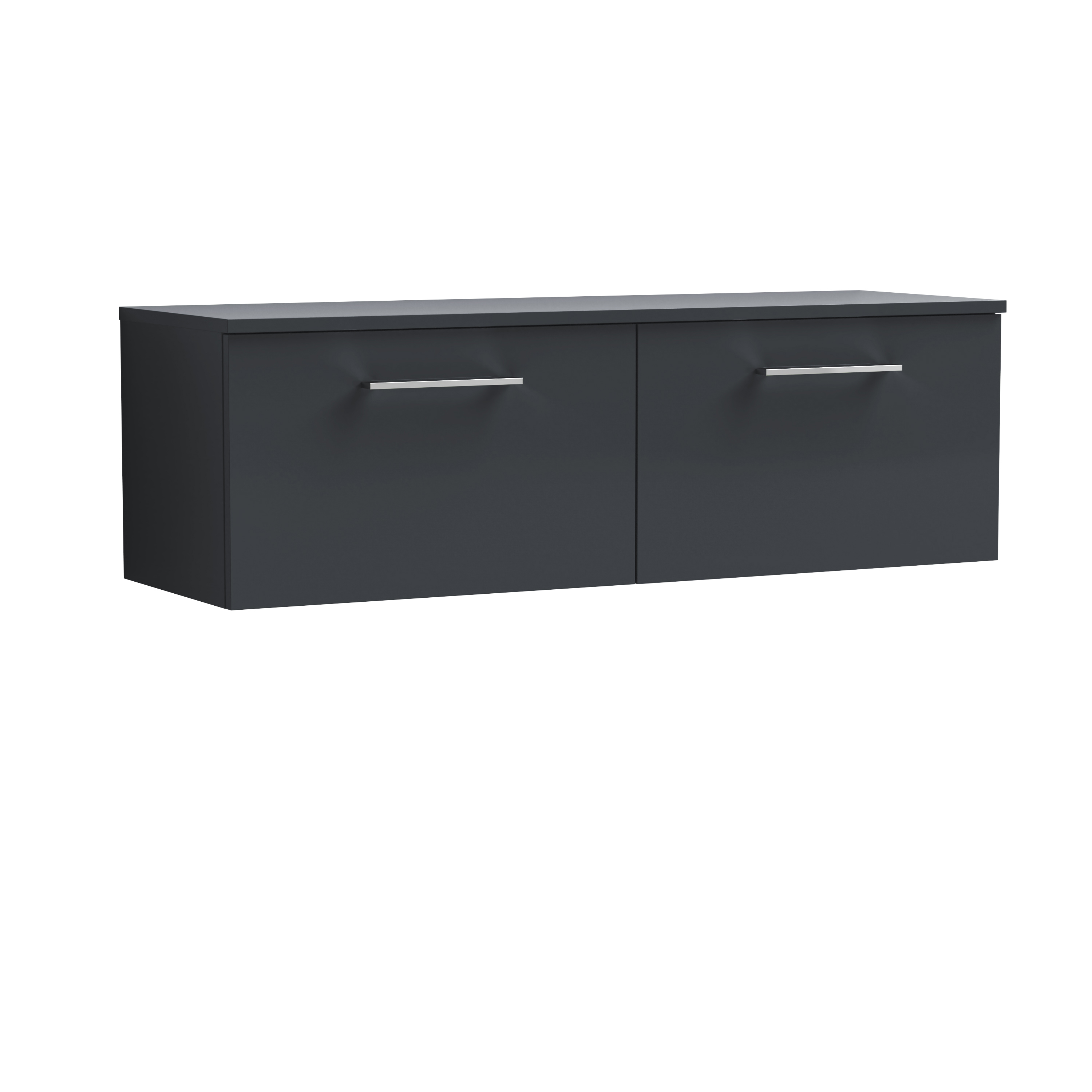 Nuie Arno Soft Black 1200mm Wall Hung 2 Drawer Vanity Unit and Worktop ARN1422W2