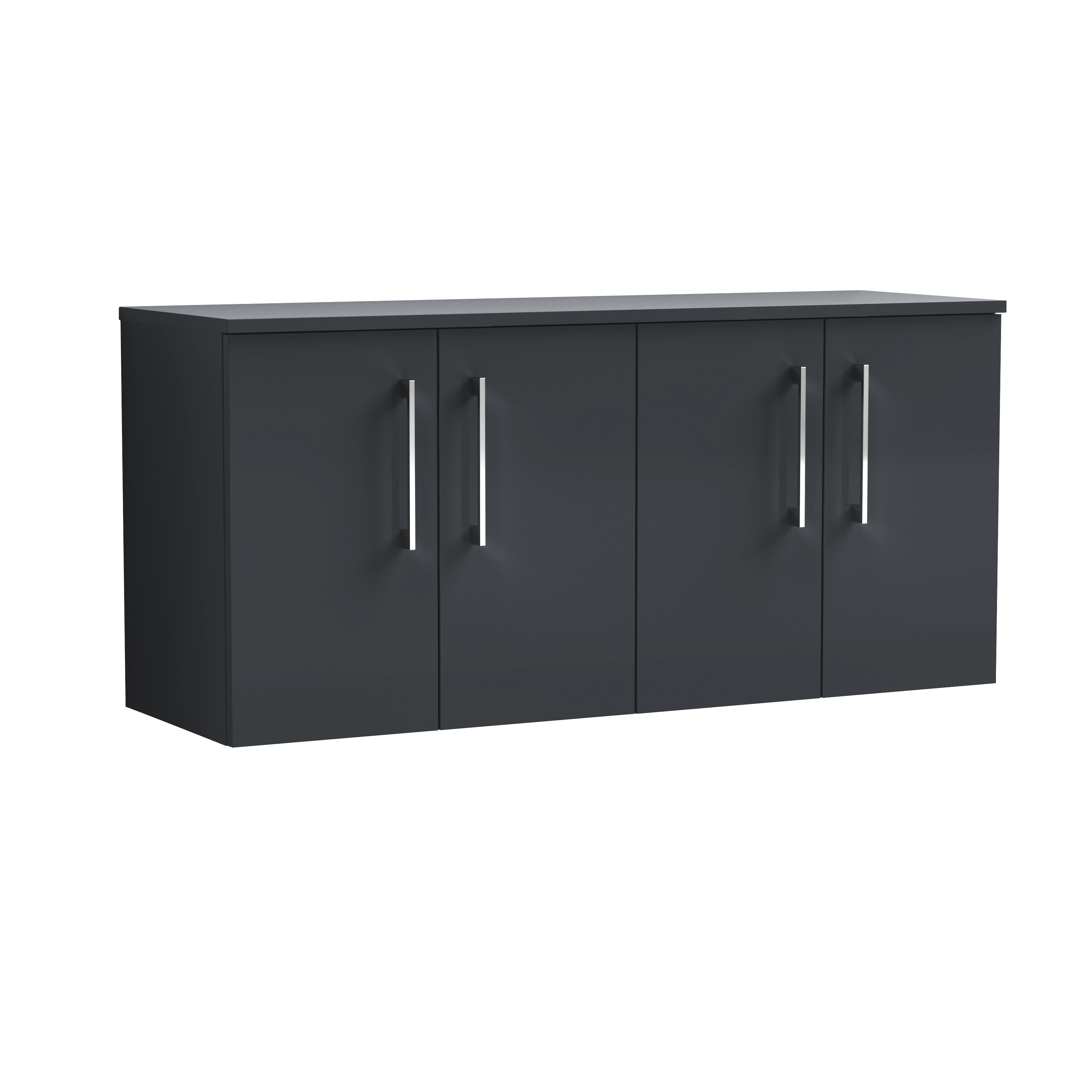 Nuie Arno Soft Black 1200mm Wall Hung 4 Door Vanity Unit and Worktop ARN1423W2