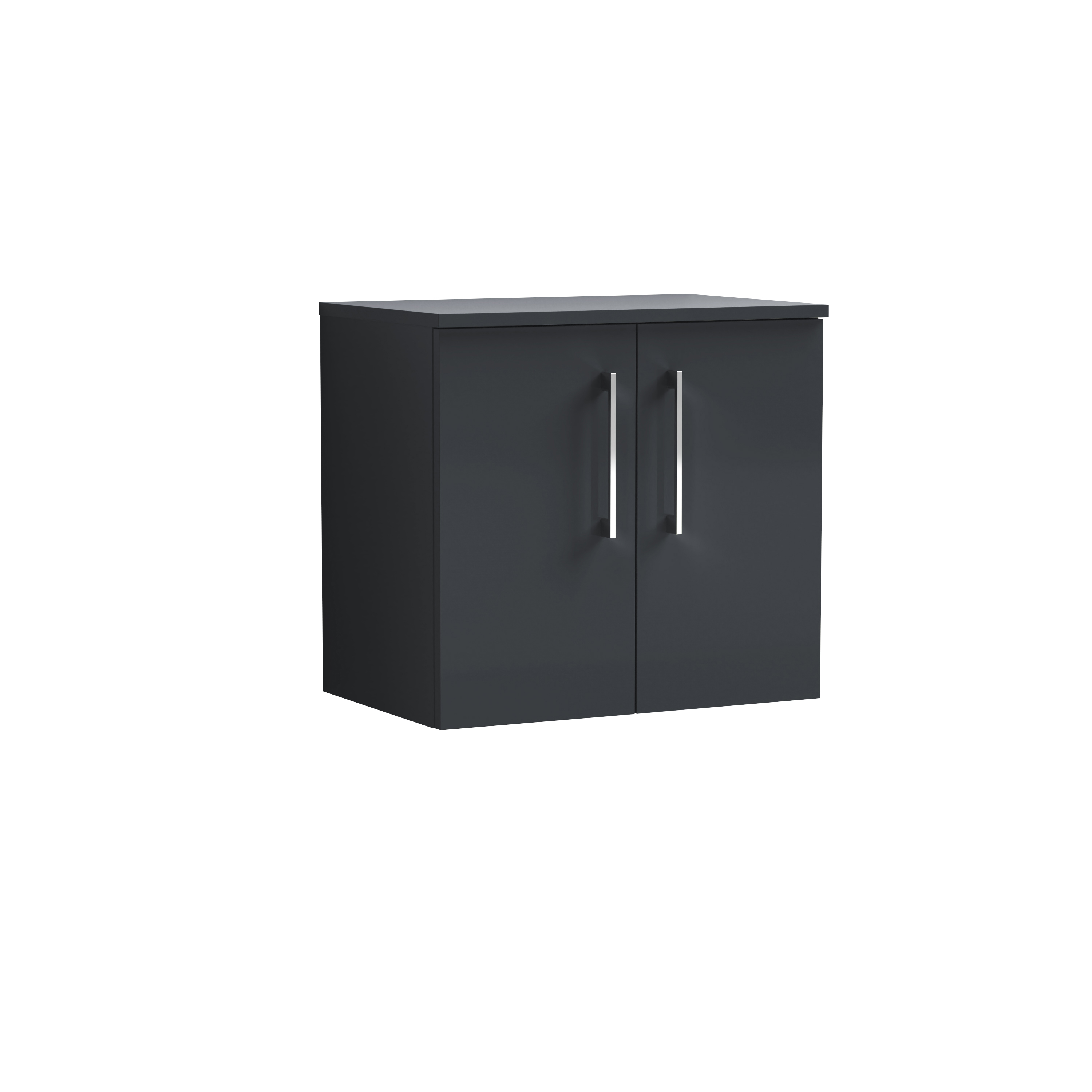 Nuie Arno Soft Black 600mm Wall Hung 2 Door Vanity Unit and Worktop ARN1423W
