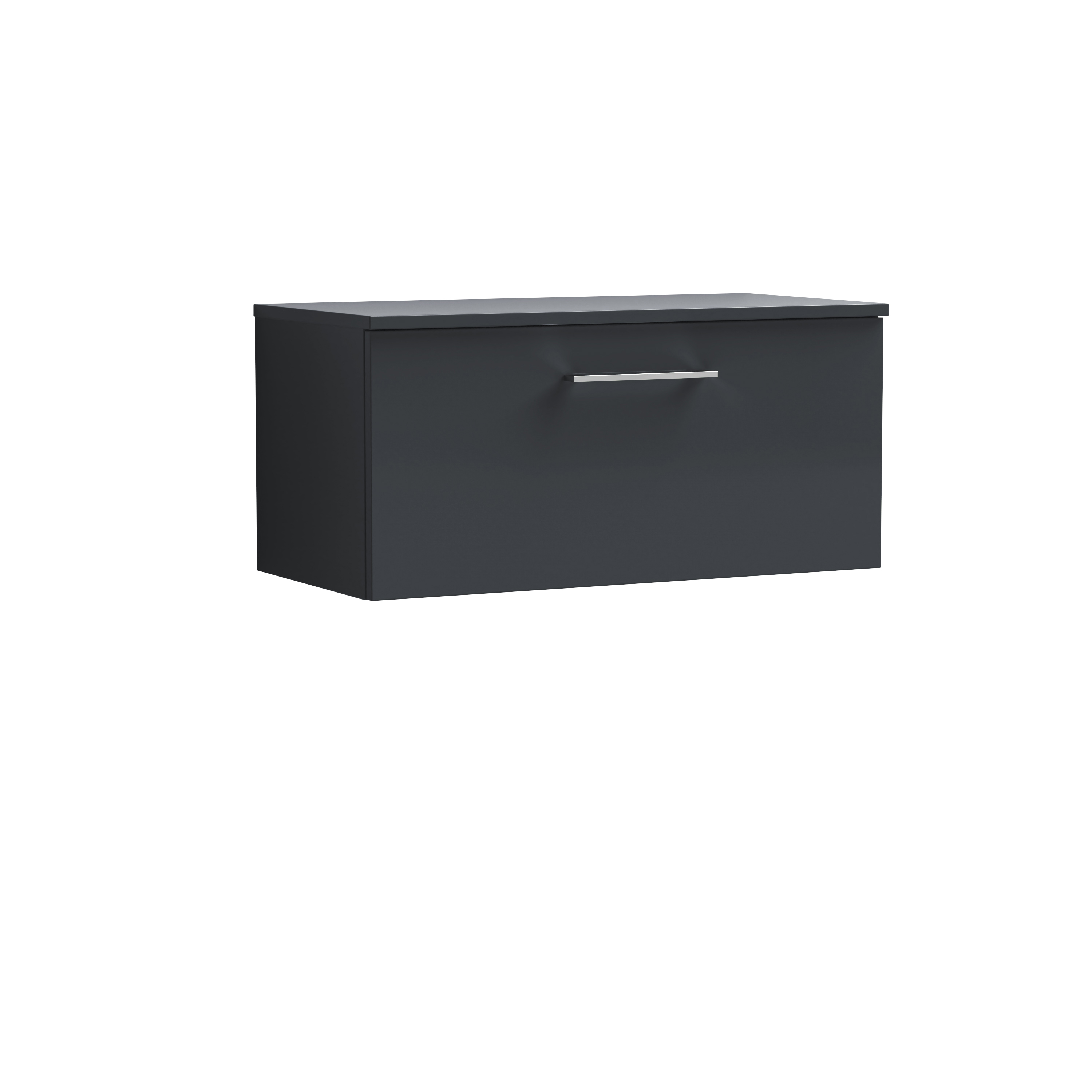 Nuie Arno Soft Black 800mm Wall Hung 1 Drawer Vanity Unit and Worktop ARN1425W