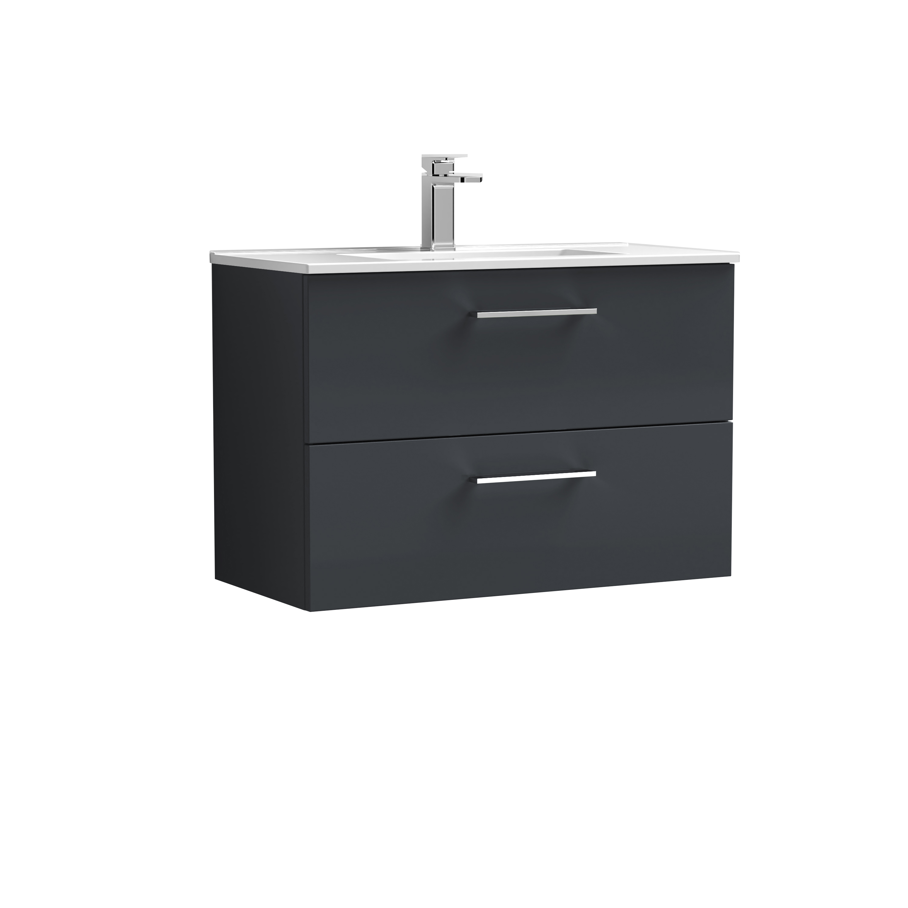 Nuie Arno Soft Black 800mm Wall Hung 2 Drawer Vanity Unit and Basin ARN1426B