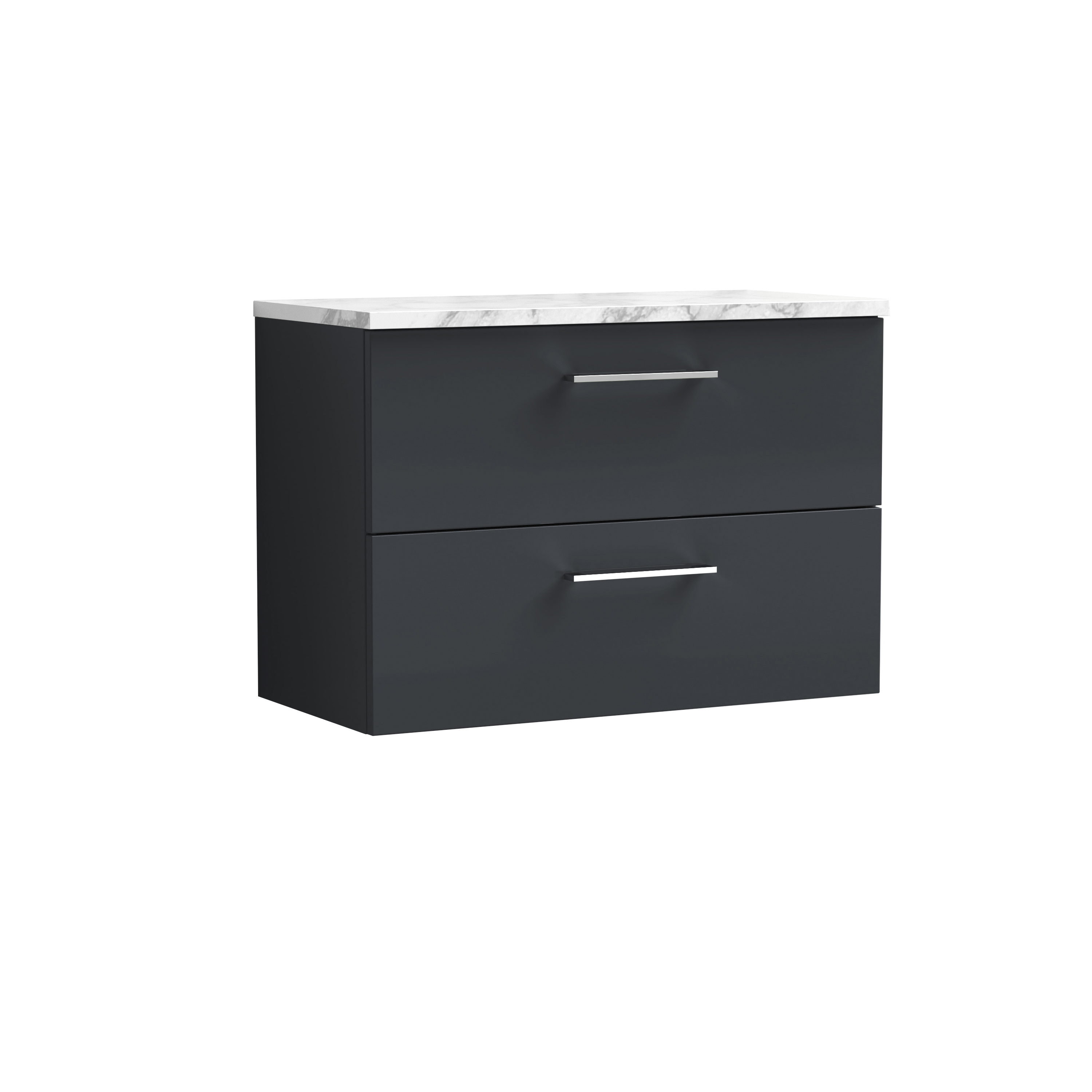 Nuie Arno Soft Black 800mm Wall Hung 2 Drawer Vanity Unit and Laminate Worktop ARN1426LCM