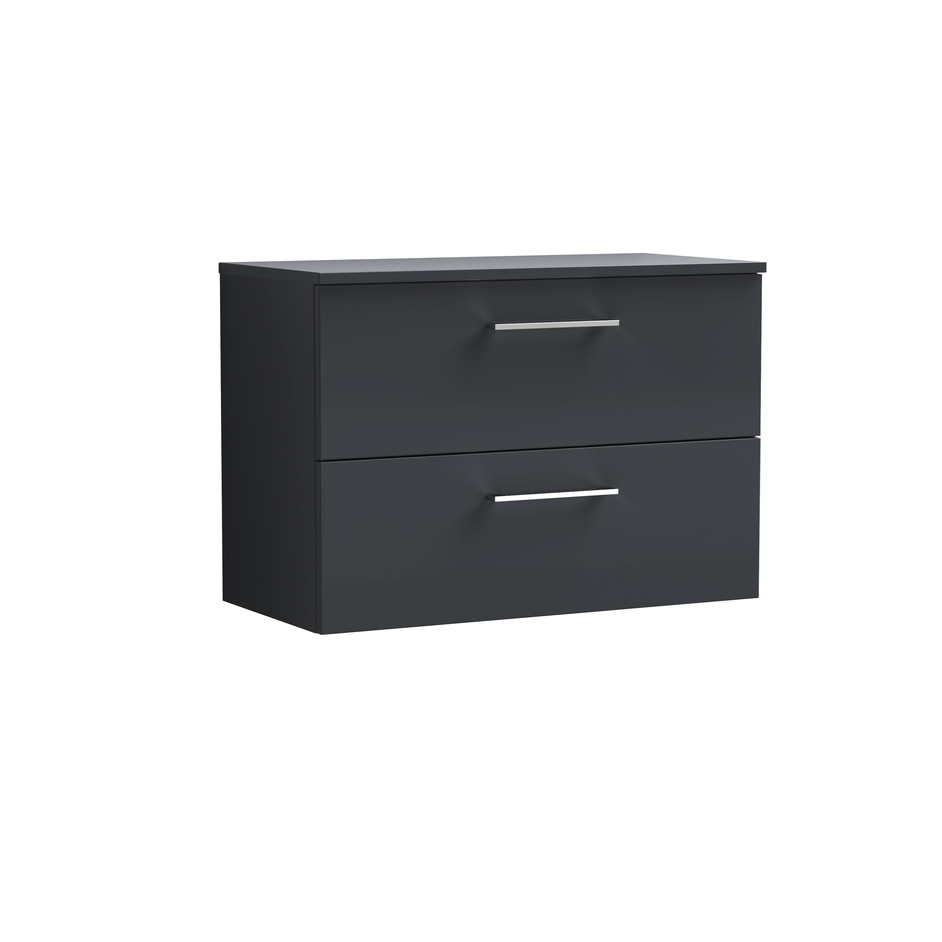 Nuie Arno Soft Black 800mm Wall Hung 2 Drawer Vanity Unit and Worktop ARN1426W