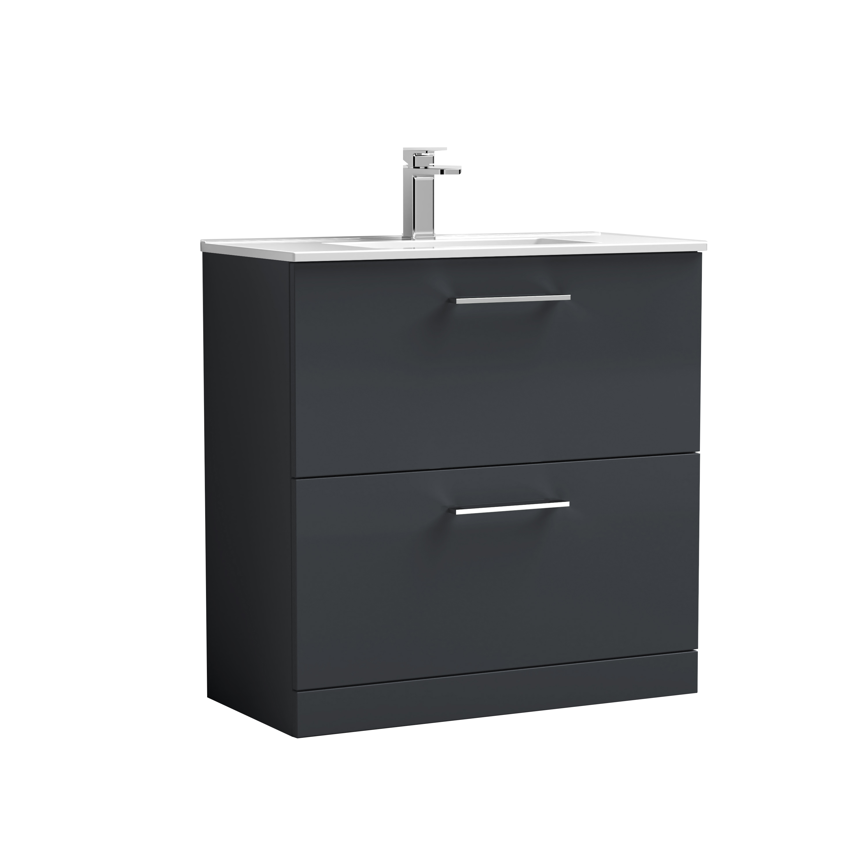 Nuie Arno Soft Black 800mm Floor Standing 2 Drawer Vanity Unit and Basin ARN1435B