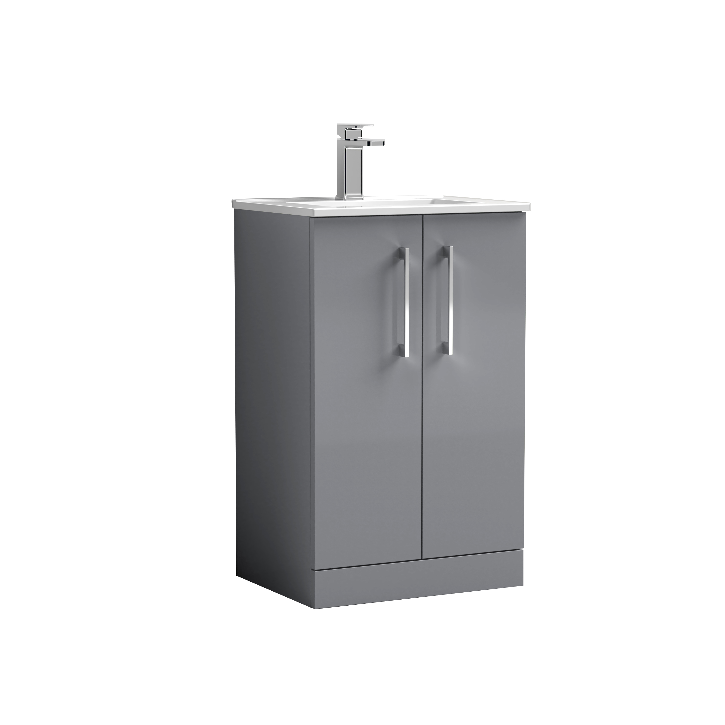 Nuie Arno Satin Grey 500mm Floor Standing 2 Door Vanity Unit and Basin ARN2201B