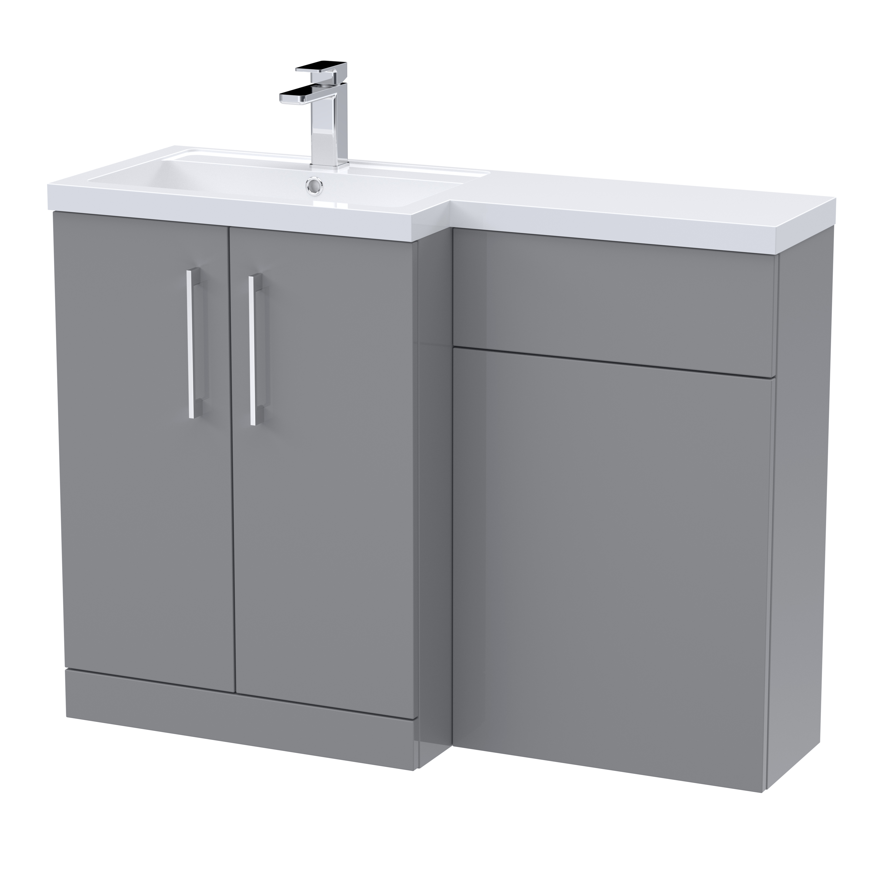 Nuie Arno Satin Grey 1100mm Left Hand Vanity Unit Pack ARN2211L