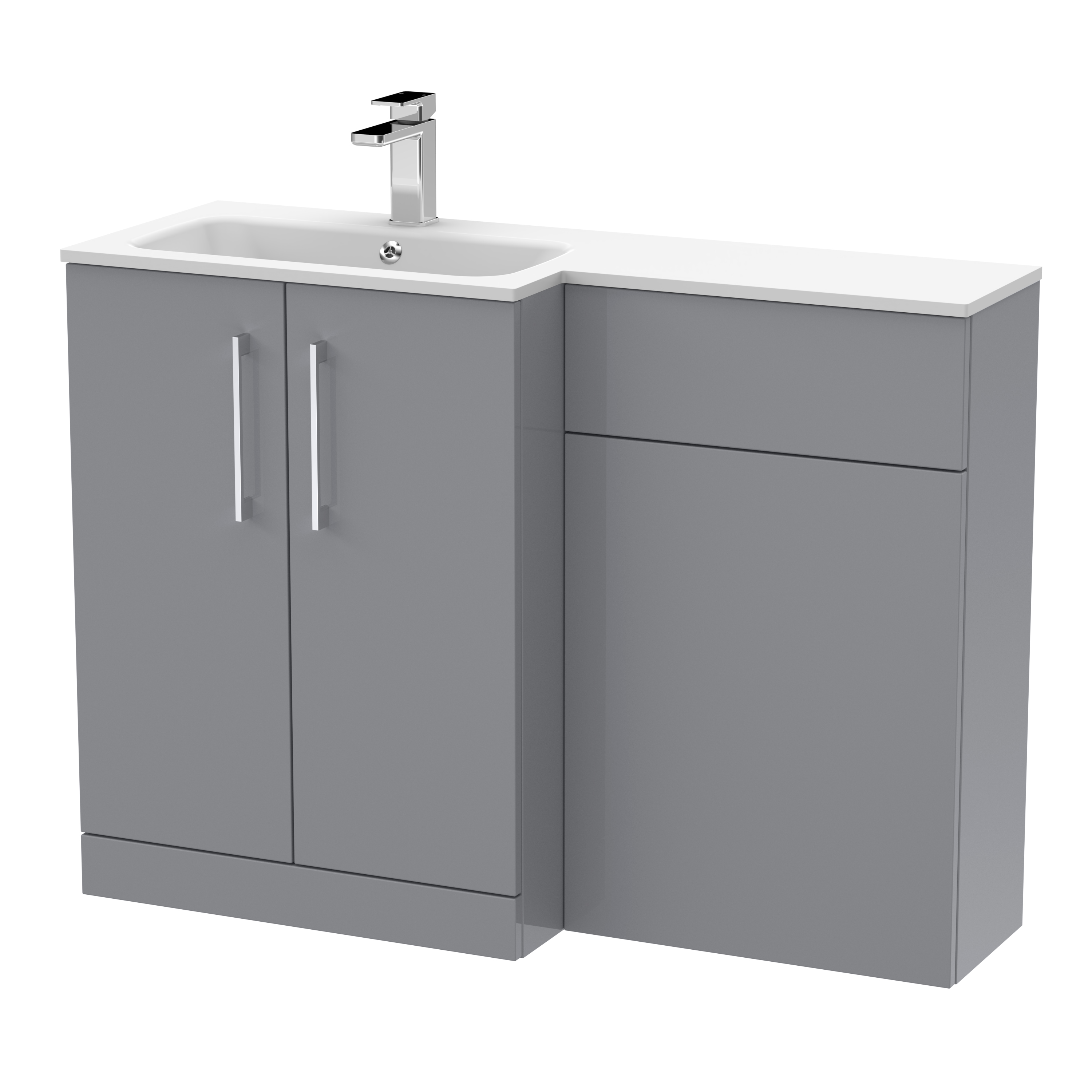 Nuie Arno Satin Grey 1100mm Left Hand Vanity Unit Pack ARN2212L