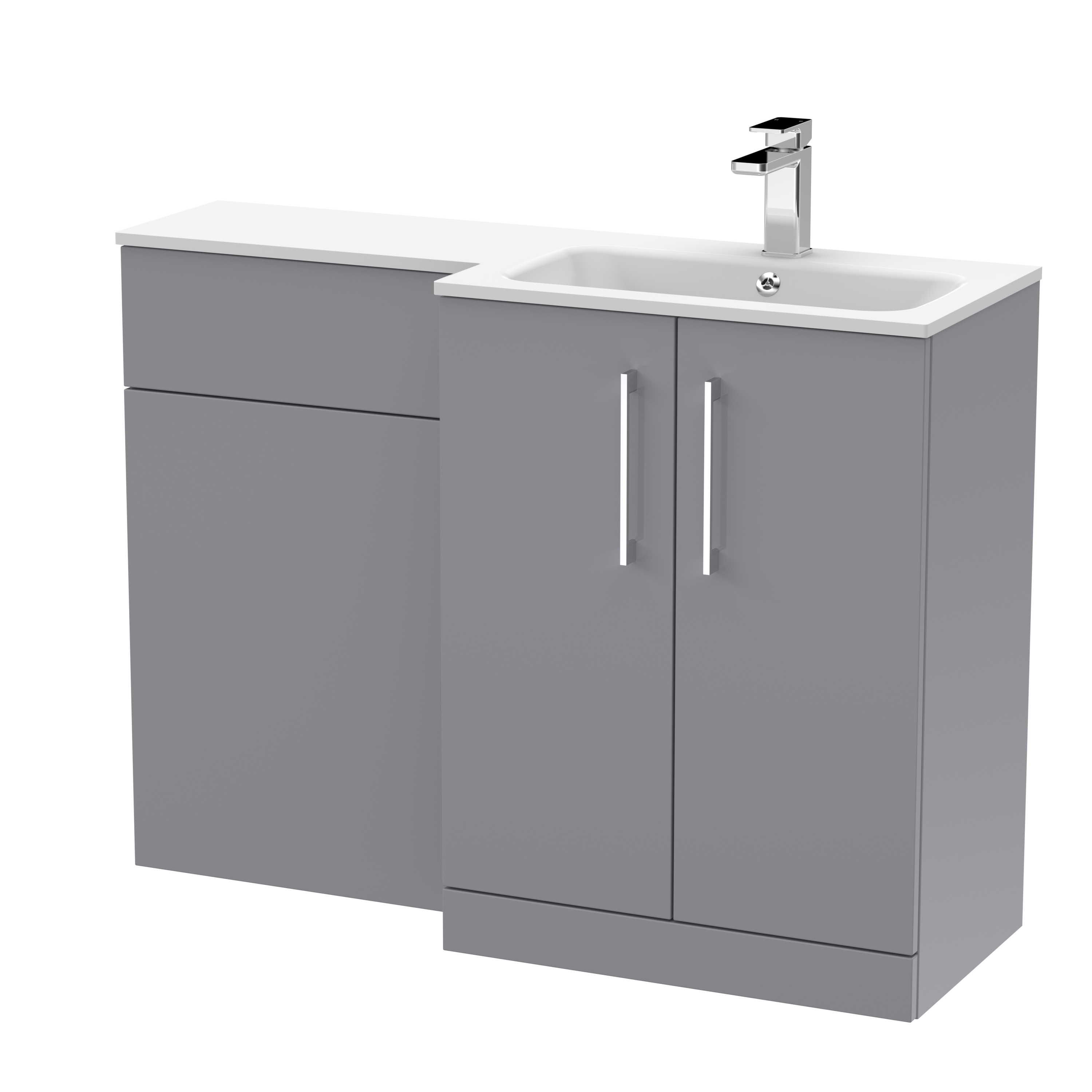 Nuie Arno Satin Grey 1100mm Right Hand Vanity Unit Pack ARN2212R