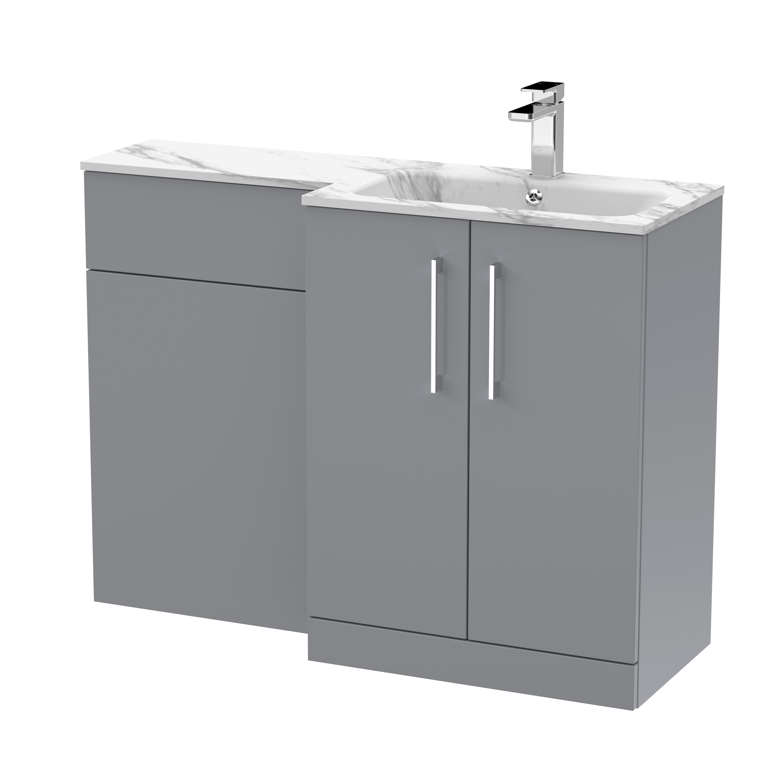 Nuie Arno Satin Grey 1100mm Right Hand Vanity Unit Pack ARN2213R