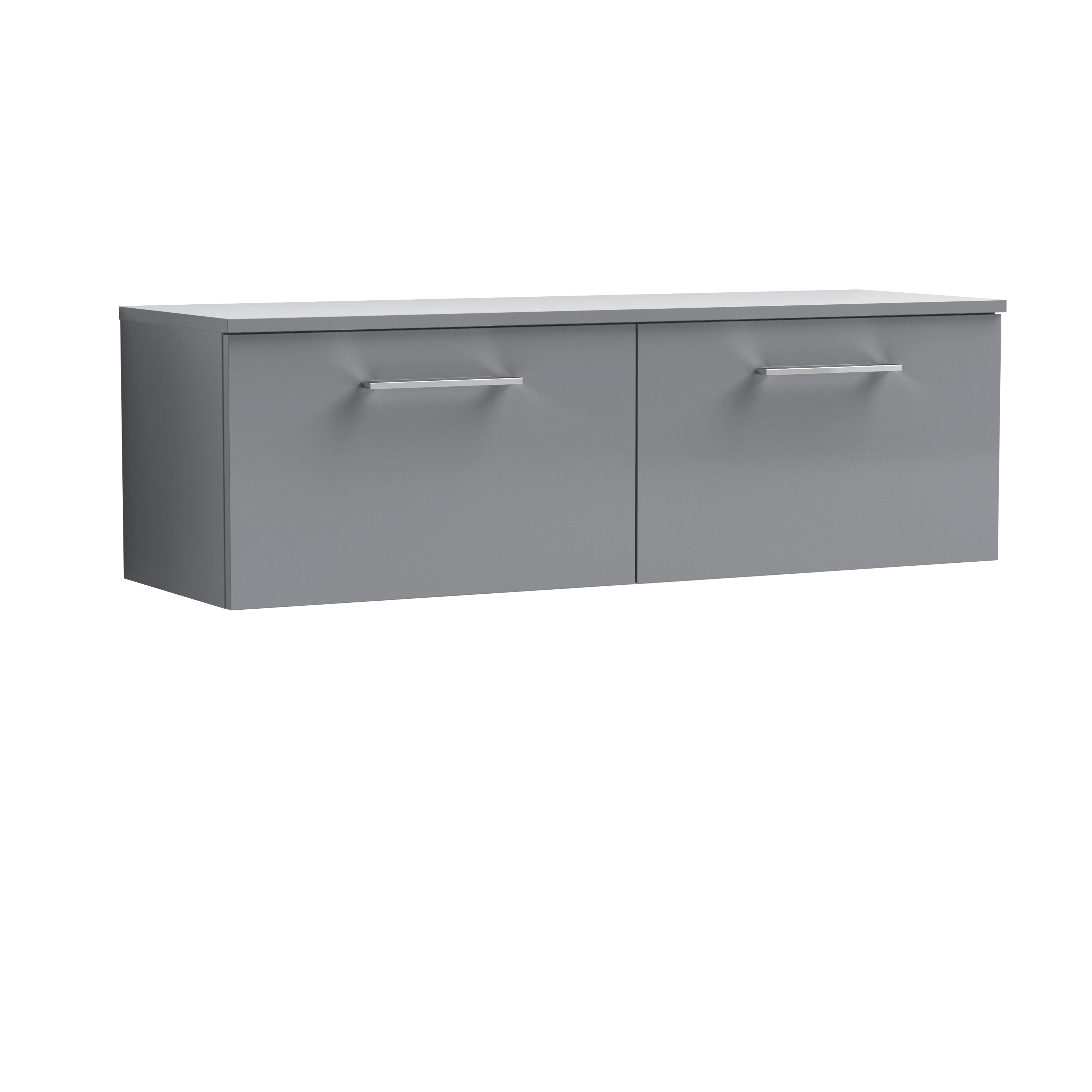 Nuie Arno Satin Grey 1200mm Wall Hung 2 Drawer Vanity Unit and Worktop ARN2222W2