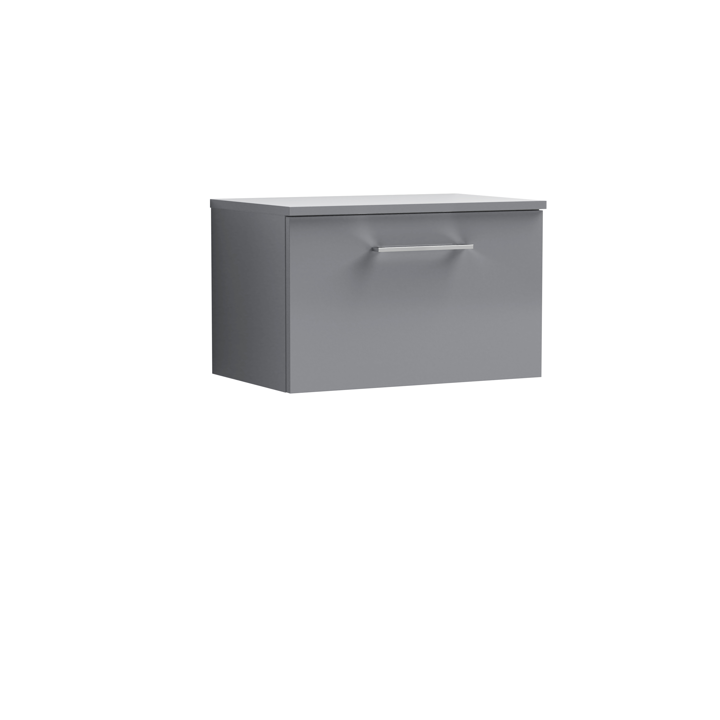 Nuie Arno Satin Grey 600mm Wall Hung 1 Drawer Vanity Unit and Worktop ARN2222W