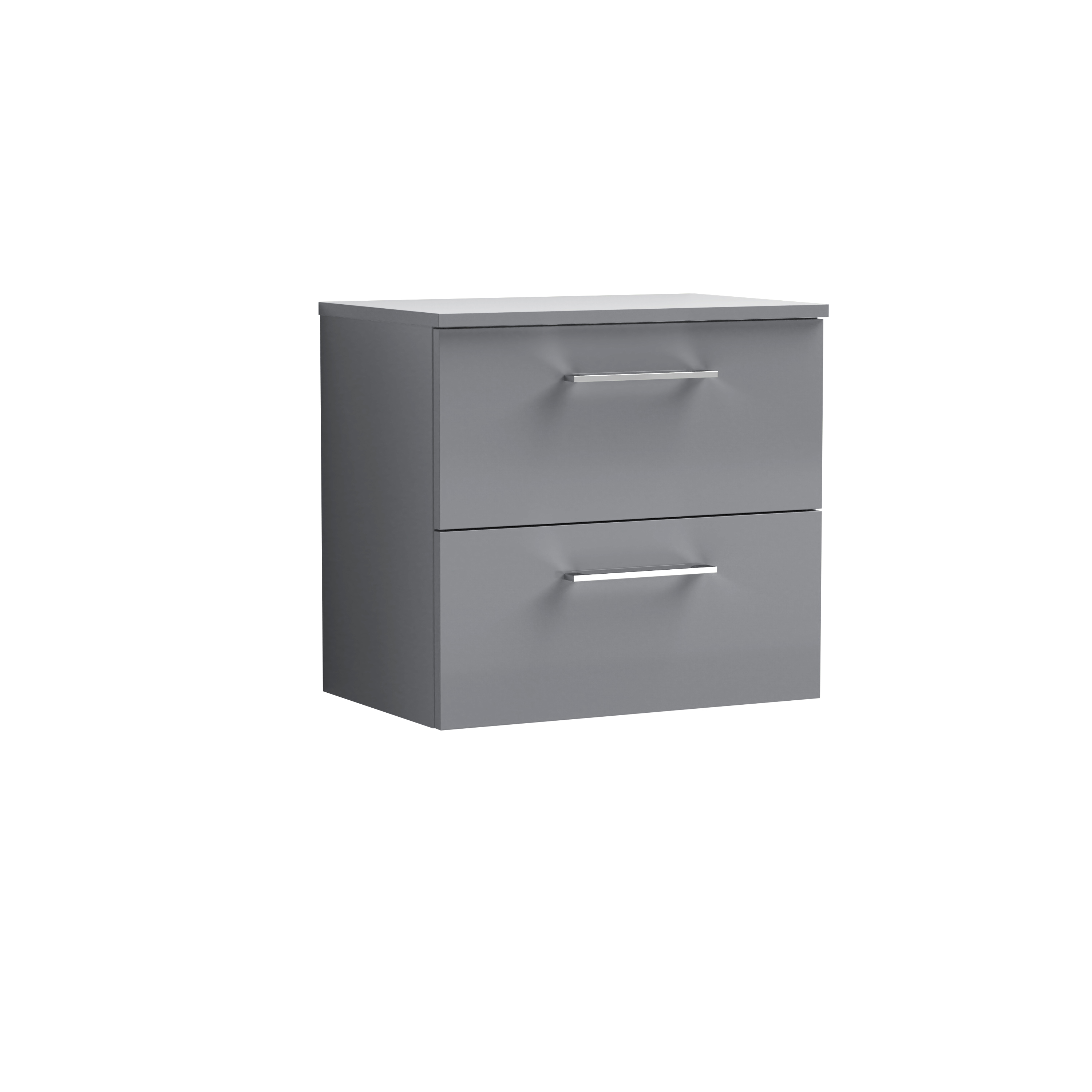 Nuie Arno Satin Grey 600mm Wall Hung 2 Drawer Vanity Unit and Worktop ARN2224W