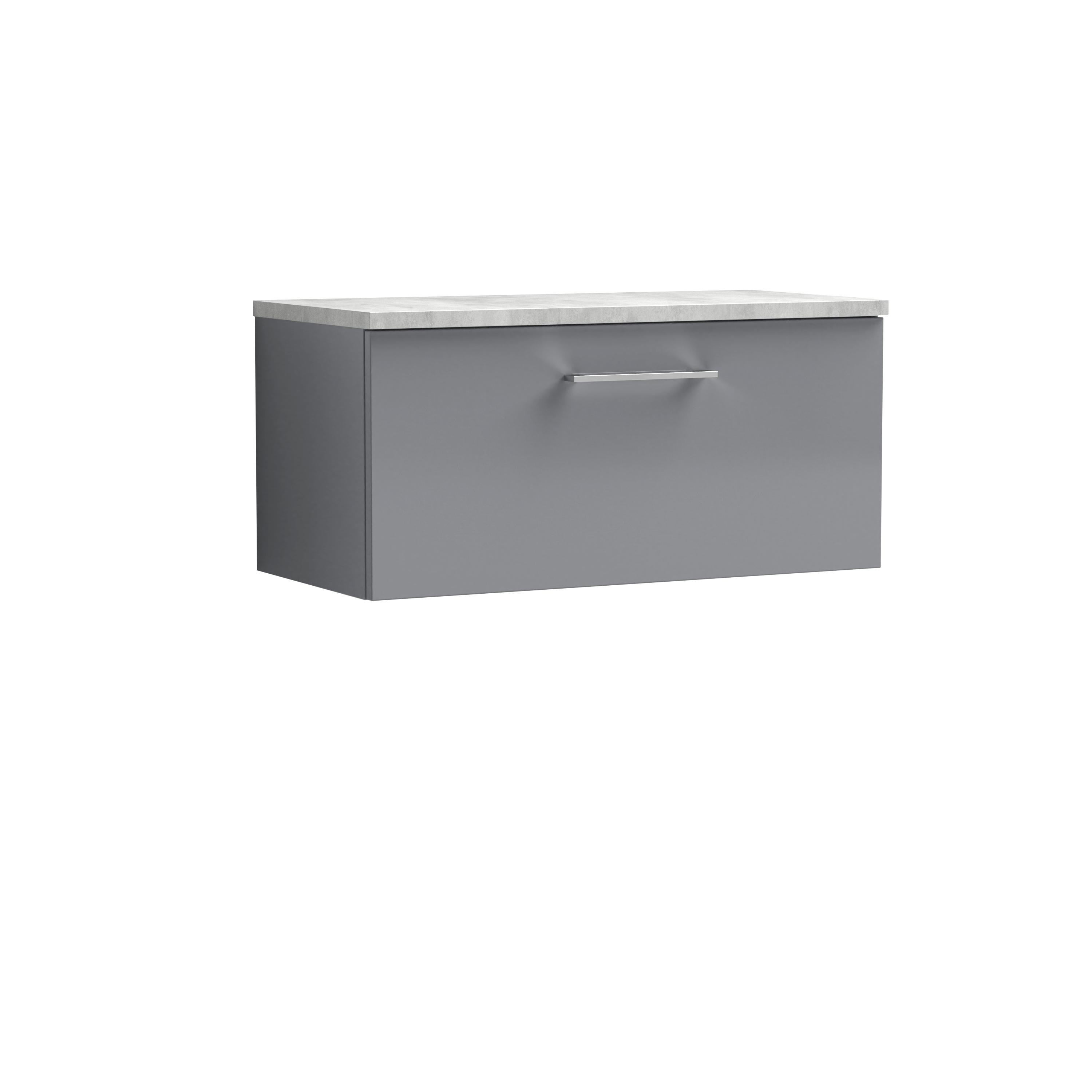 Nuie Arno Satin Grey 800mm Wall Hung Single Drawer Vanity Unit and Laminate Top ARN2225LBG