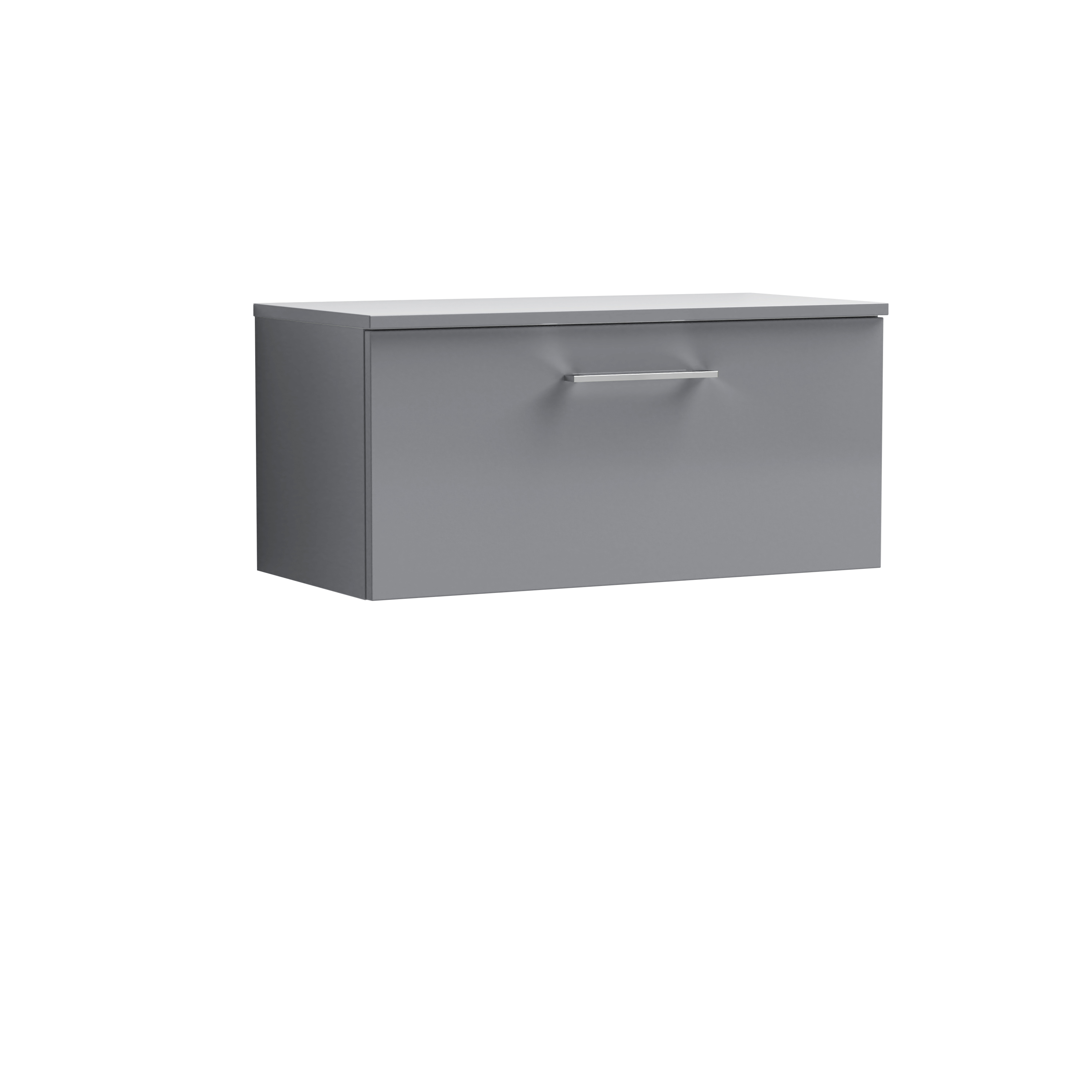 Nuie Arno Satin Grey 800mm Wall Hung 1 Drawer Vanity Unit and Worktop ARN2225W